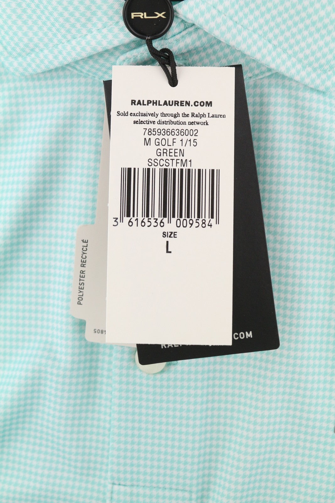 RLX RALPH LAUREN Golf Men's Polo L Blue Houndstooth Wicking