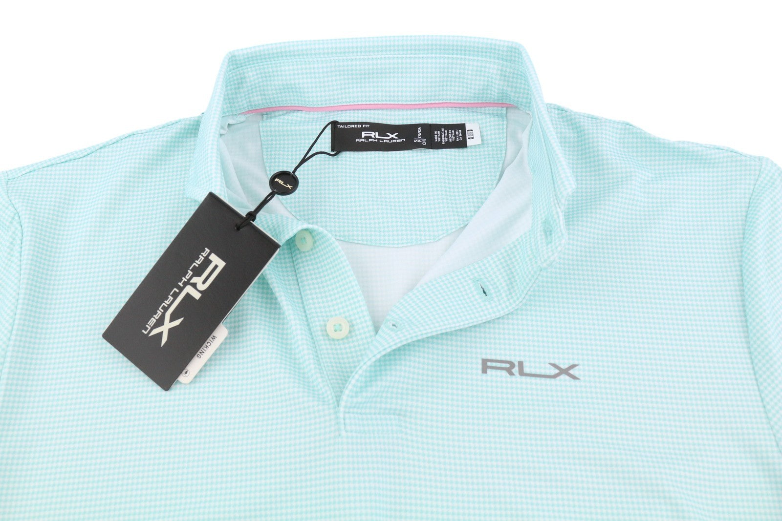 RLX RALPH LAUREN Golf Men's Polo S Blue Houndstooth Wicking