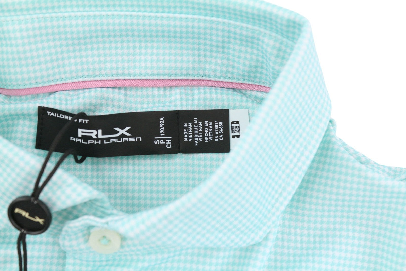 RLX RALPH LAUREN Golf Men's Polo S Blue Houndstooth Wicking