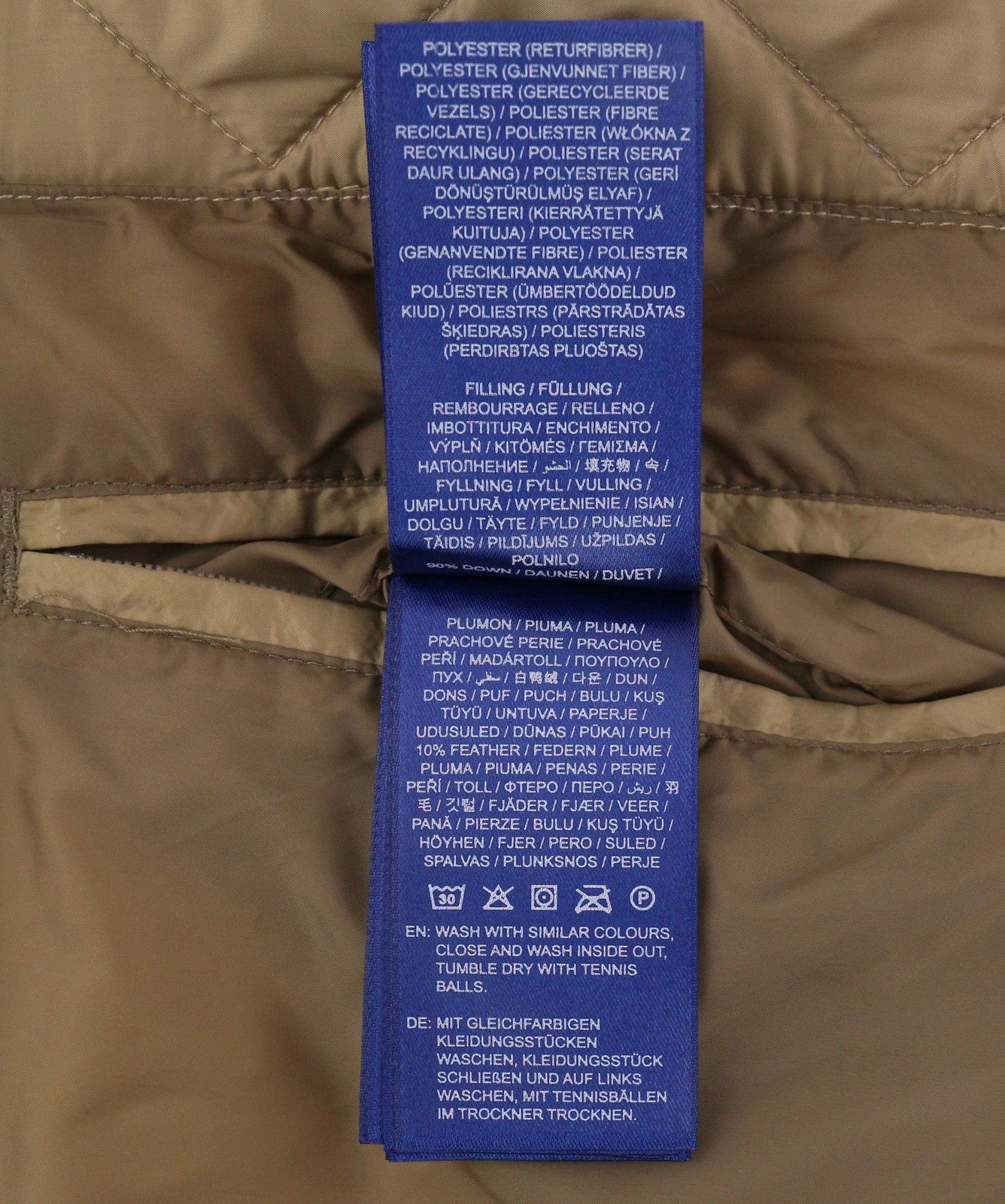 GANT Light Down Women Jacket M Warm Khaki Quilted High Neck Full Zip Mid-Length