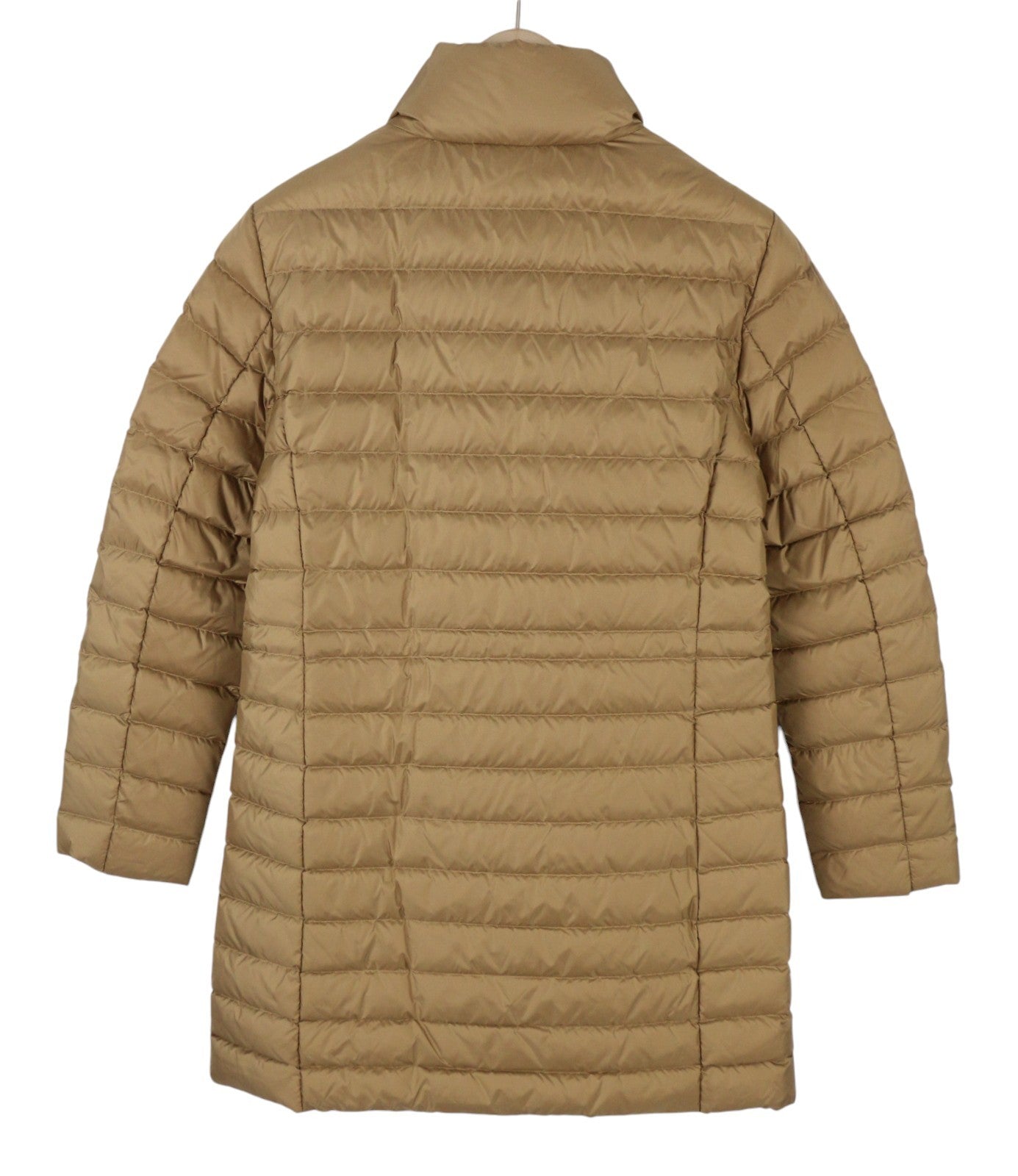 GANT Light Down Women Jacket M Warm Khaki Quilted High Neck Full Zip Mid-Length