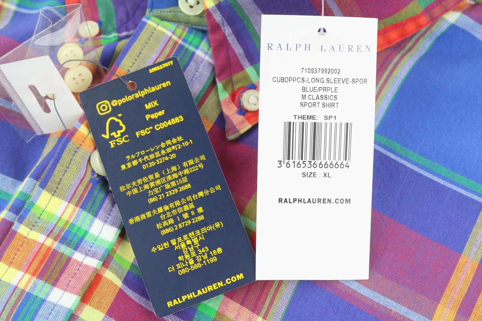 RALPH LAUREN Men's Shirt XL Plaid Casual Button Up RRP175