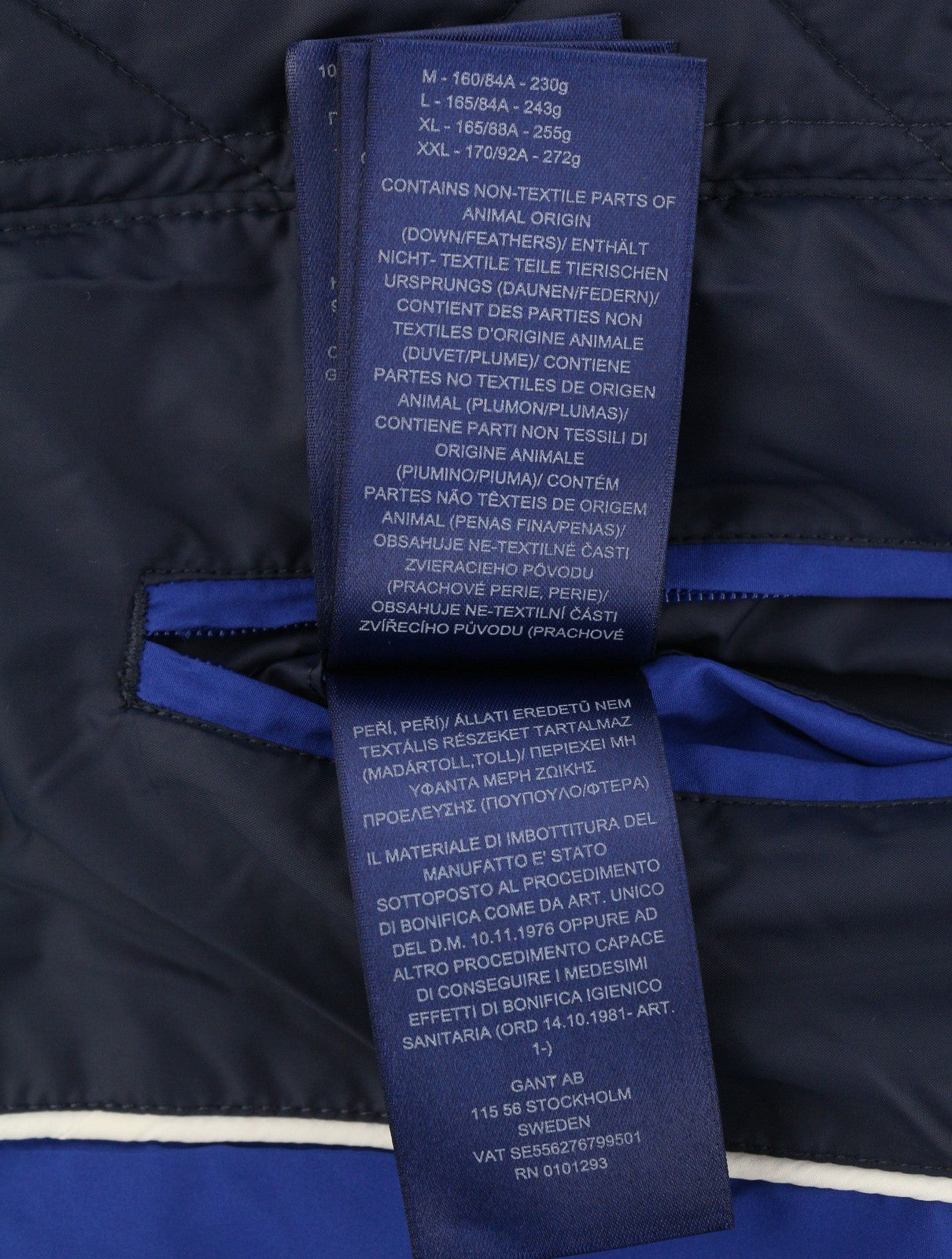 GANT Classic Down Long Women Jacket M Evening Blue Quilted Hooded Mid-Length