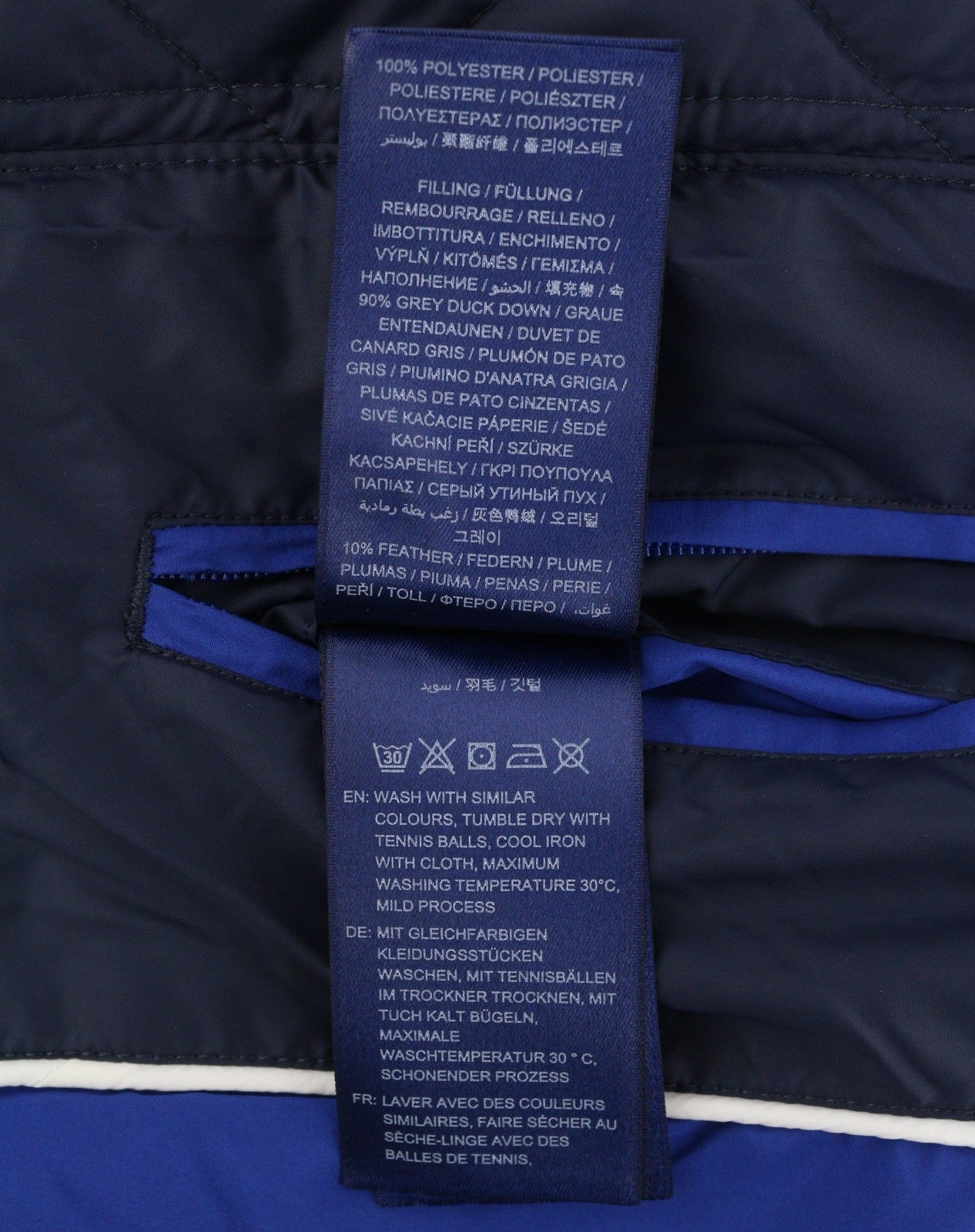 GANT Classic Down Long Women Jacket M Evening Blue Quilted Hooded Mid-Length