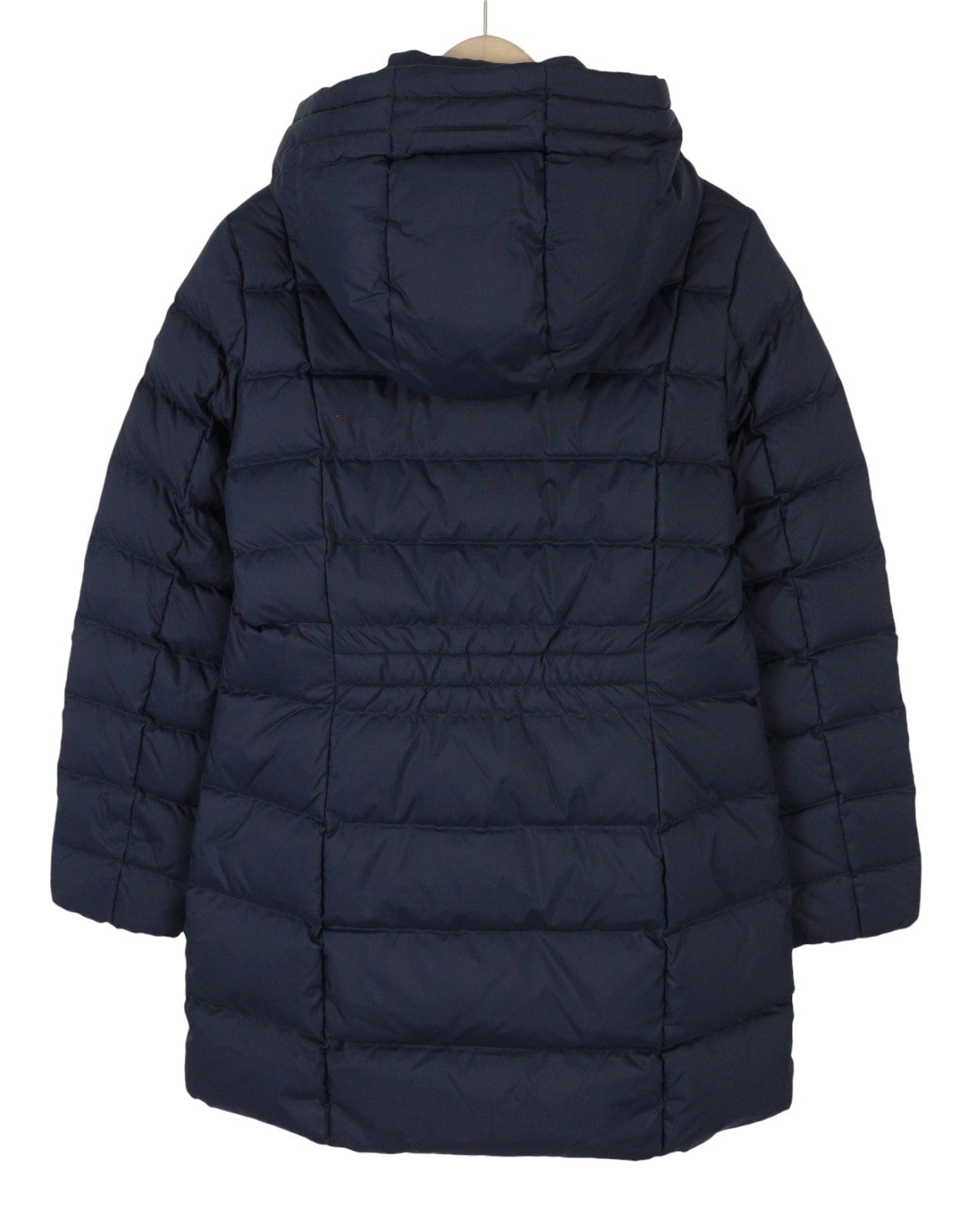 GANT Classic Down Long Women Jacket M Evening Blue Quilted Hooded Mid-Length