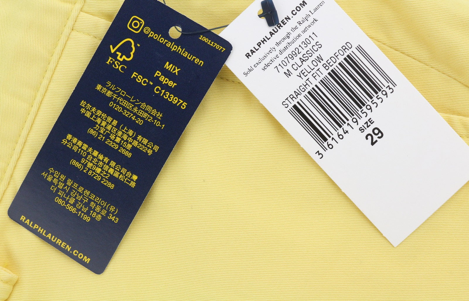 RALPH LAUREN Men's Shorts W29 Yellow Bedford Stretch Chino RRP196