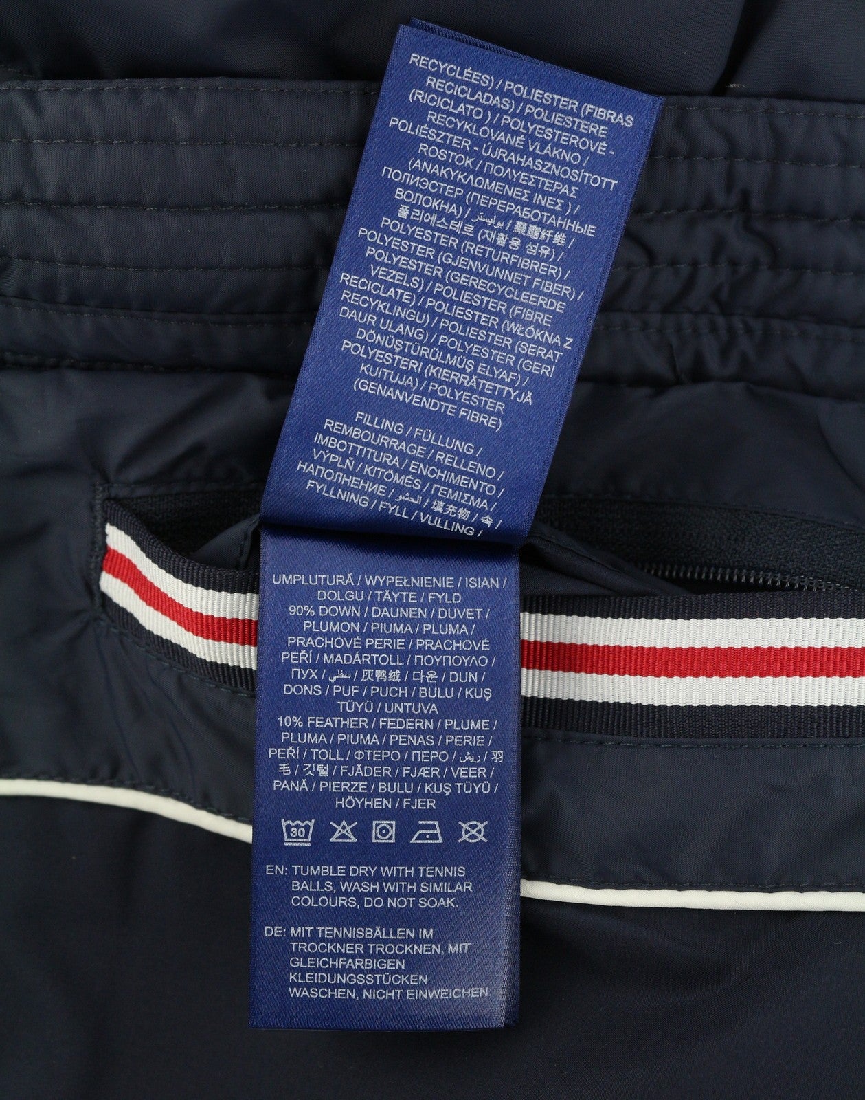 GANT Long Down Women Jacket XS Evening Blue Quilted Hooded Mid-Length