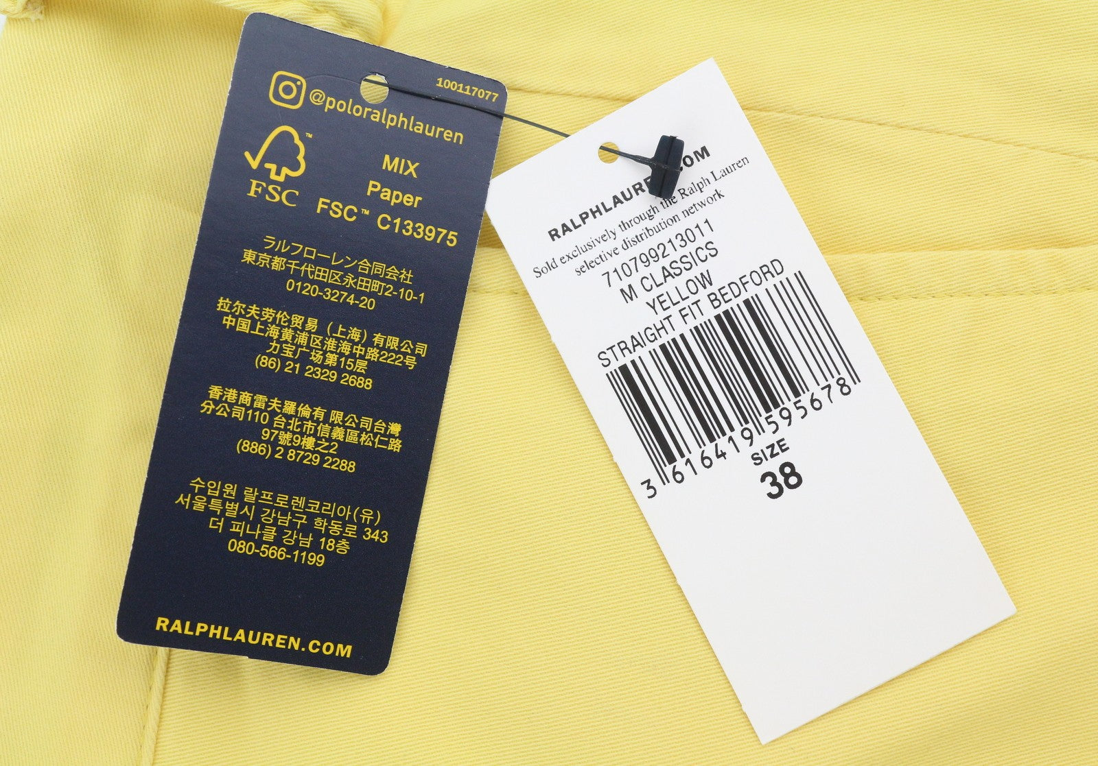 RALPH LAUREN Men's Shorts W38 Yellow Bedford Stretch Chino RRP196