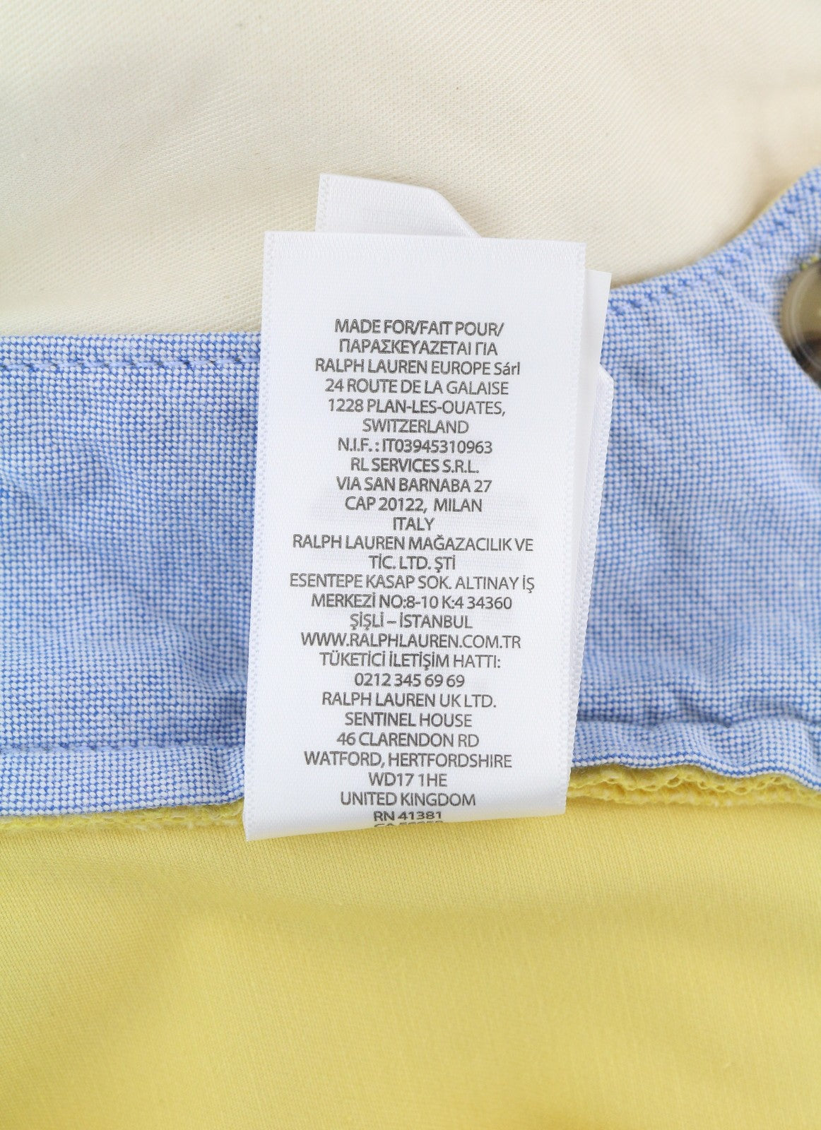 RALPH LAUREN Men's Shorts W38 Yellow Bedford Stretch Chino RRP196