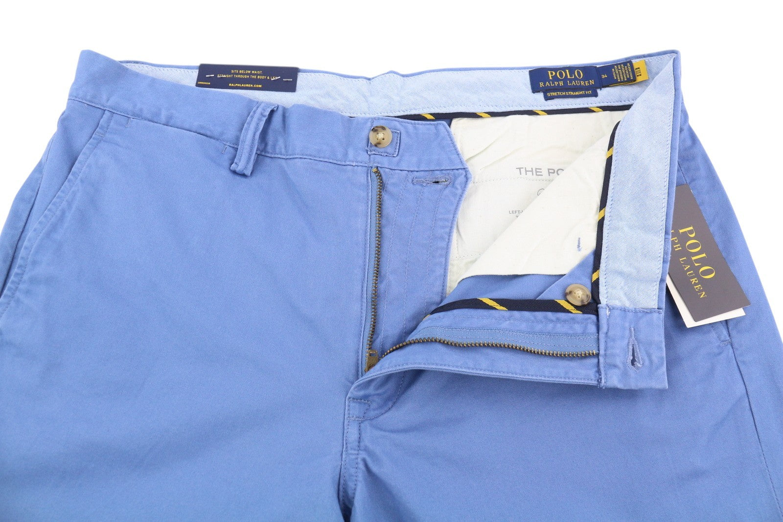 RALPH LAUREN Men's Shorts W34 Blue Stretch Chino Zip Fly RRP160