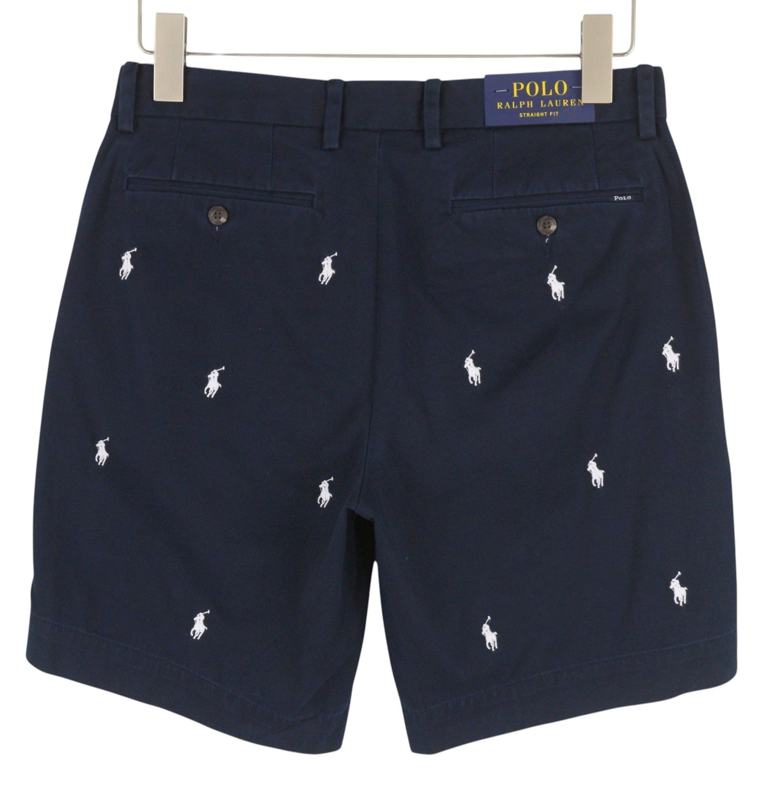 RALPH LAUREN Men's Shorts W30 Dark Blue Straight Chino Logo
