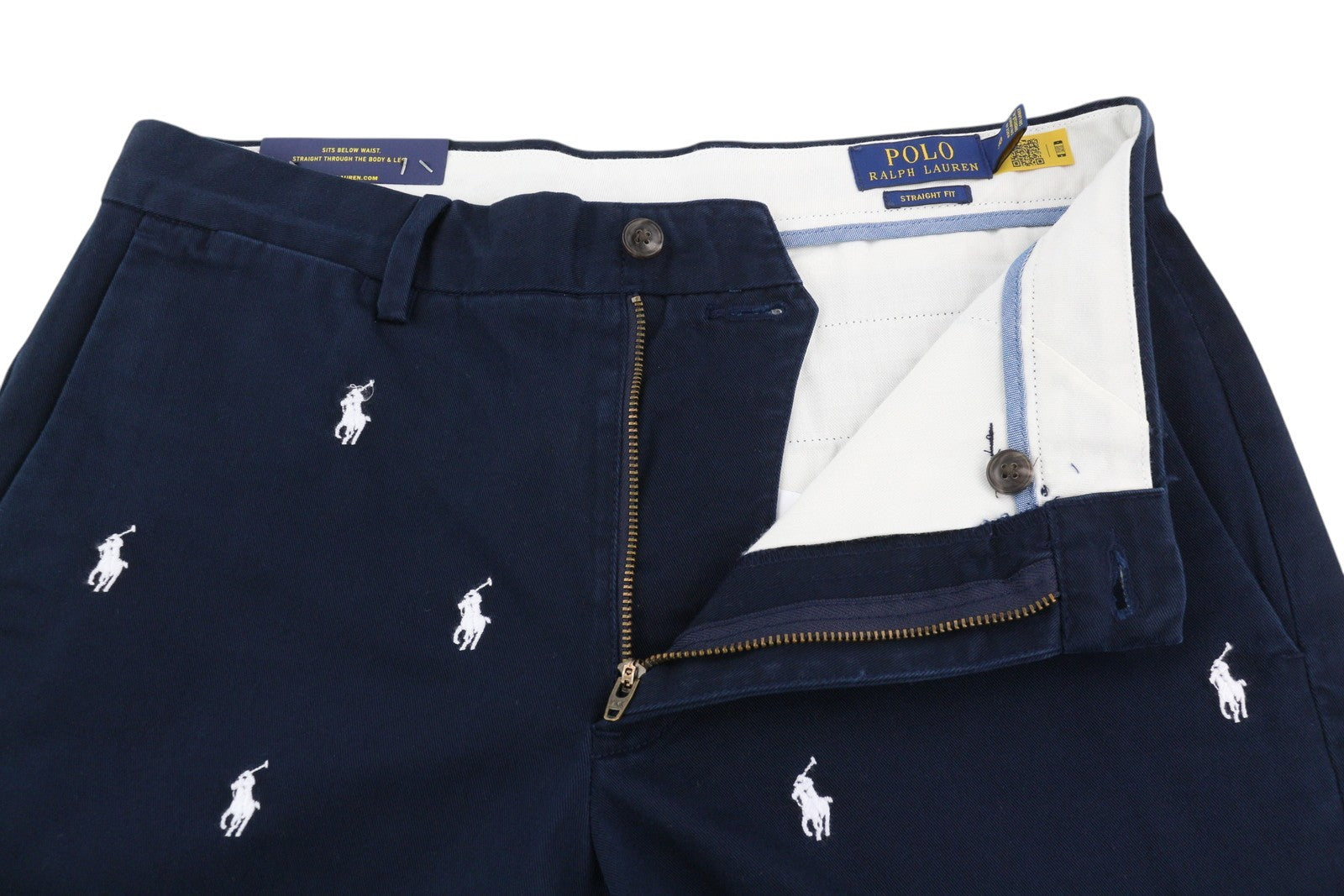 RALPH LAUREN Men's Shorts W30 Dark Blue Straight Chino Logo