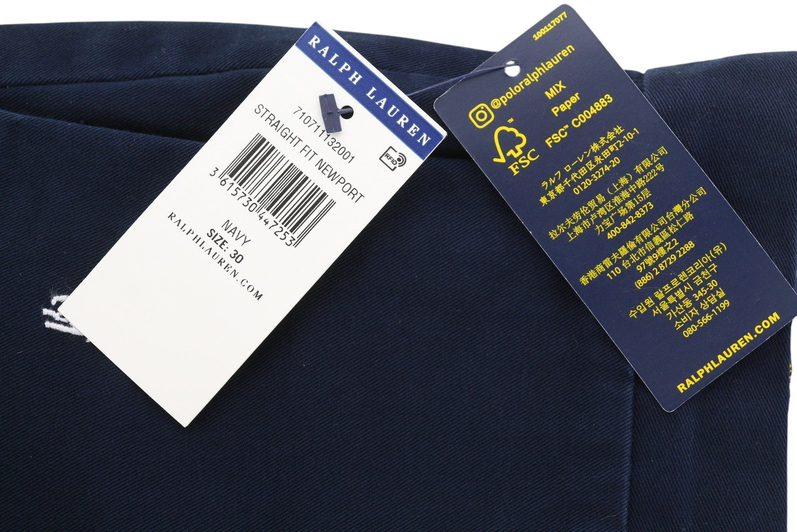 RALPH LAUREN Men's Shorts W30 Dark Blue Straight Chino Logo