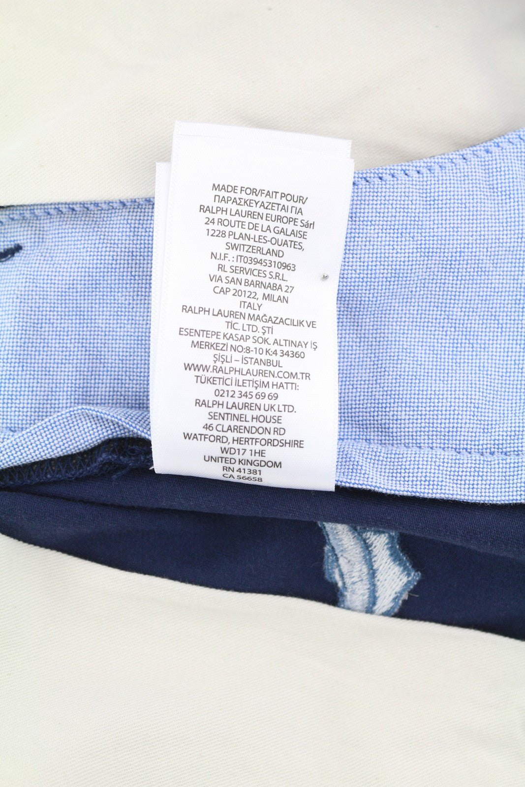 RALPH LAUREN Men's Shorts W31 Navy Stretch Chino Embroidered