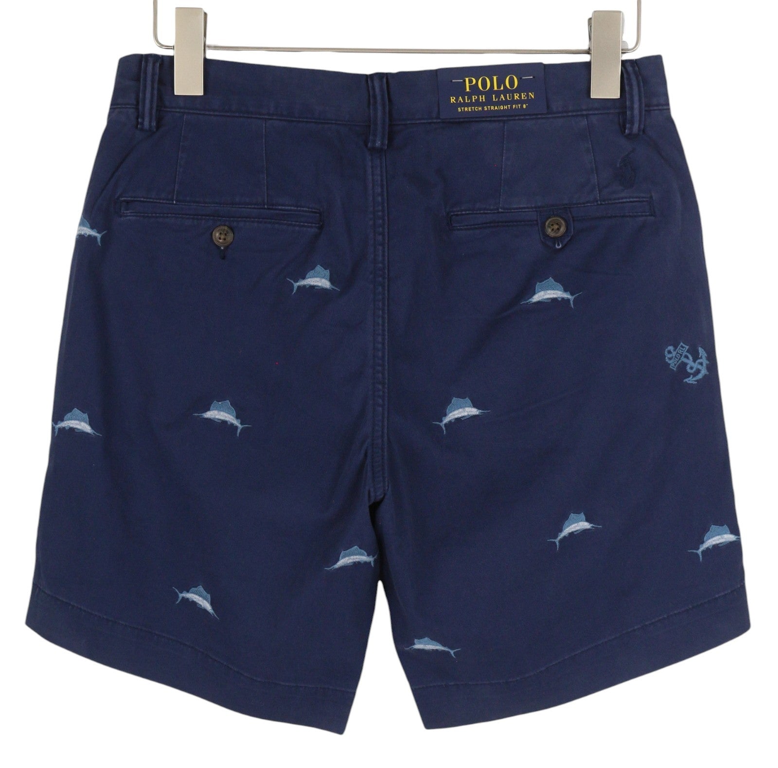 RALPH LAUREN Men's Shorts W31 Navy Stretch Chino Embroidered