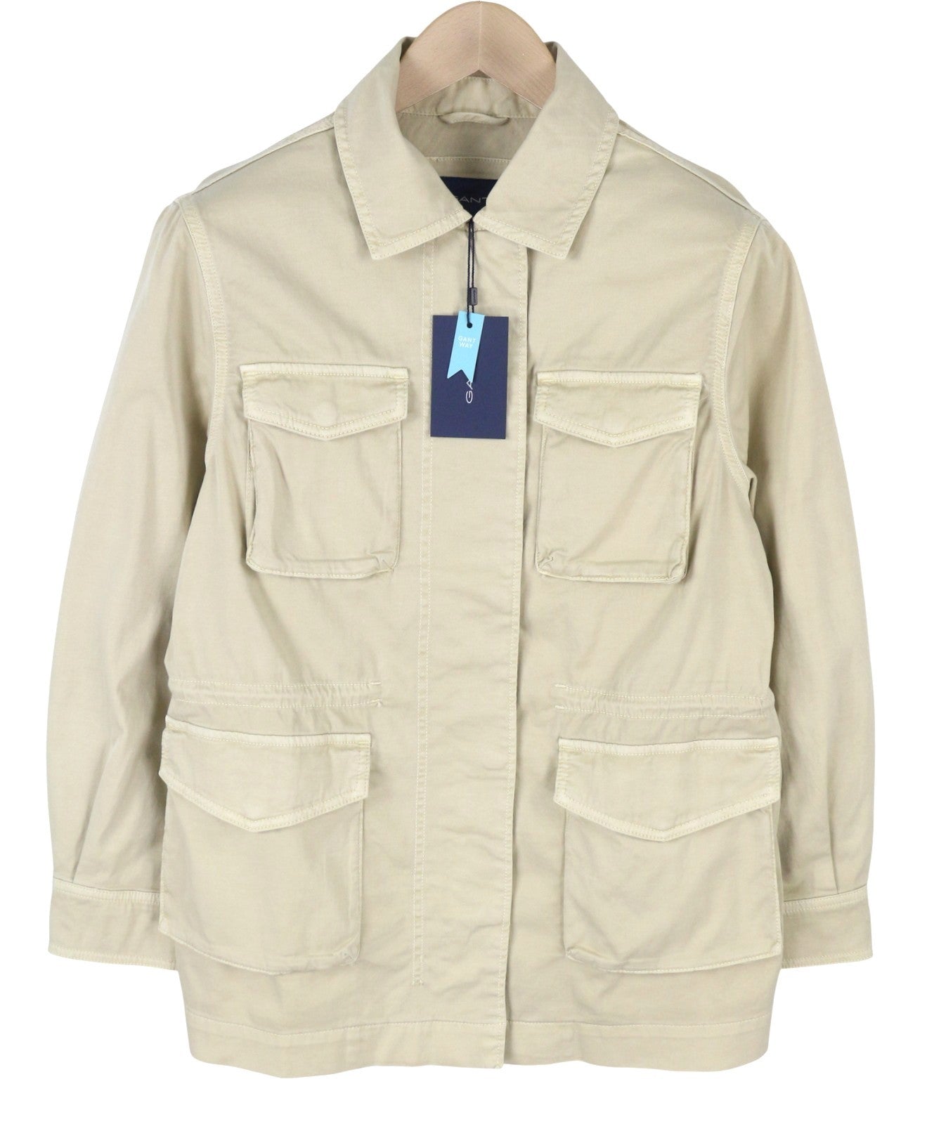 GANT Garment Dyed Field Women Jacket S Desert Beige Drawstring Lightweight