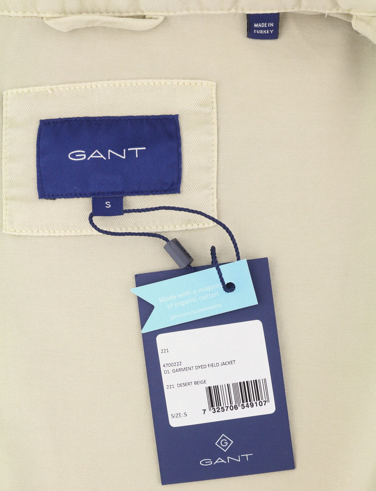 GANT Garment Dyed Field Women Jacket S Desert Beige Drawstring Lightweight