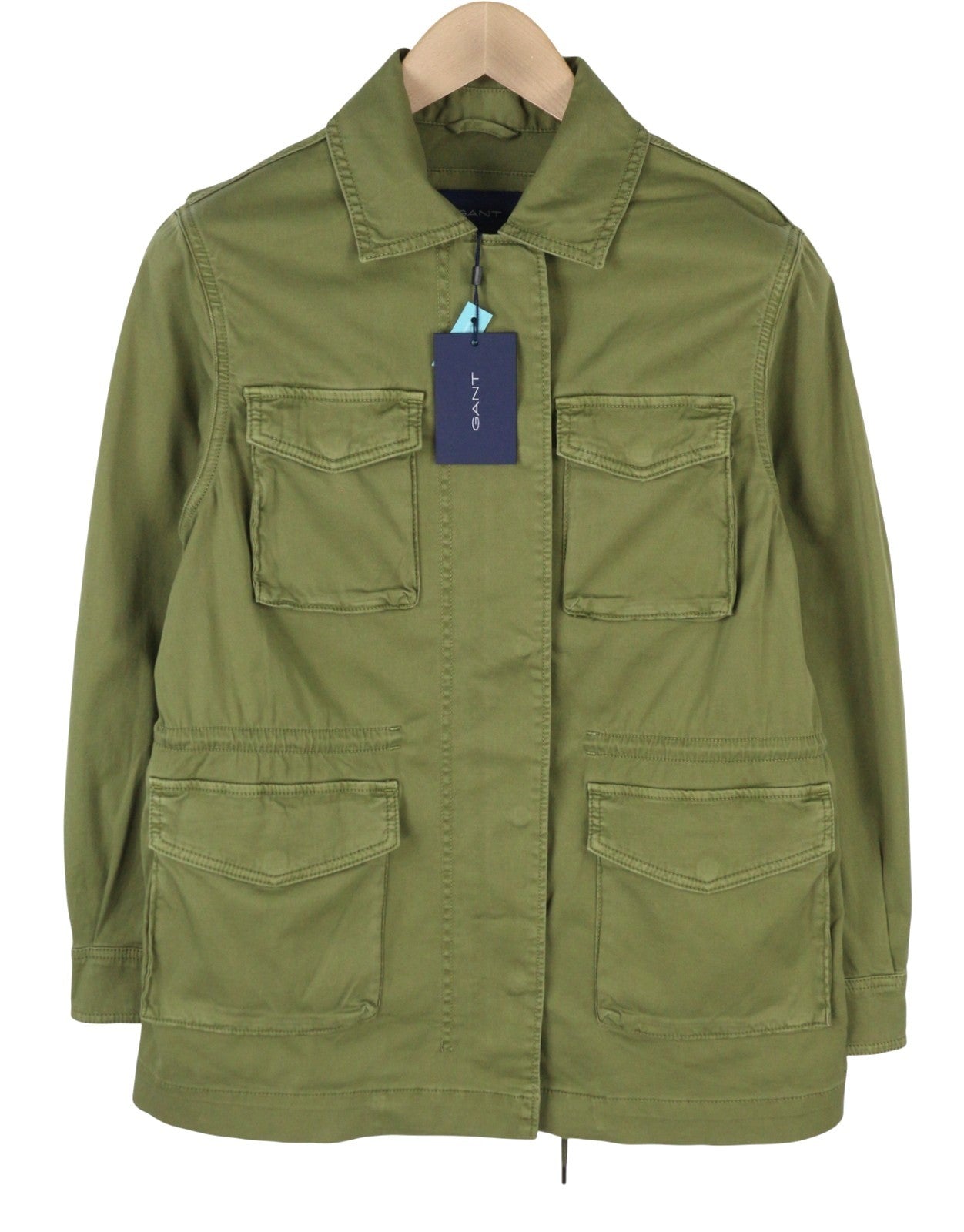 GANT Garment Dyed Field Women Jacket S Utility Green Drawstring Lightweight