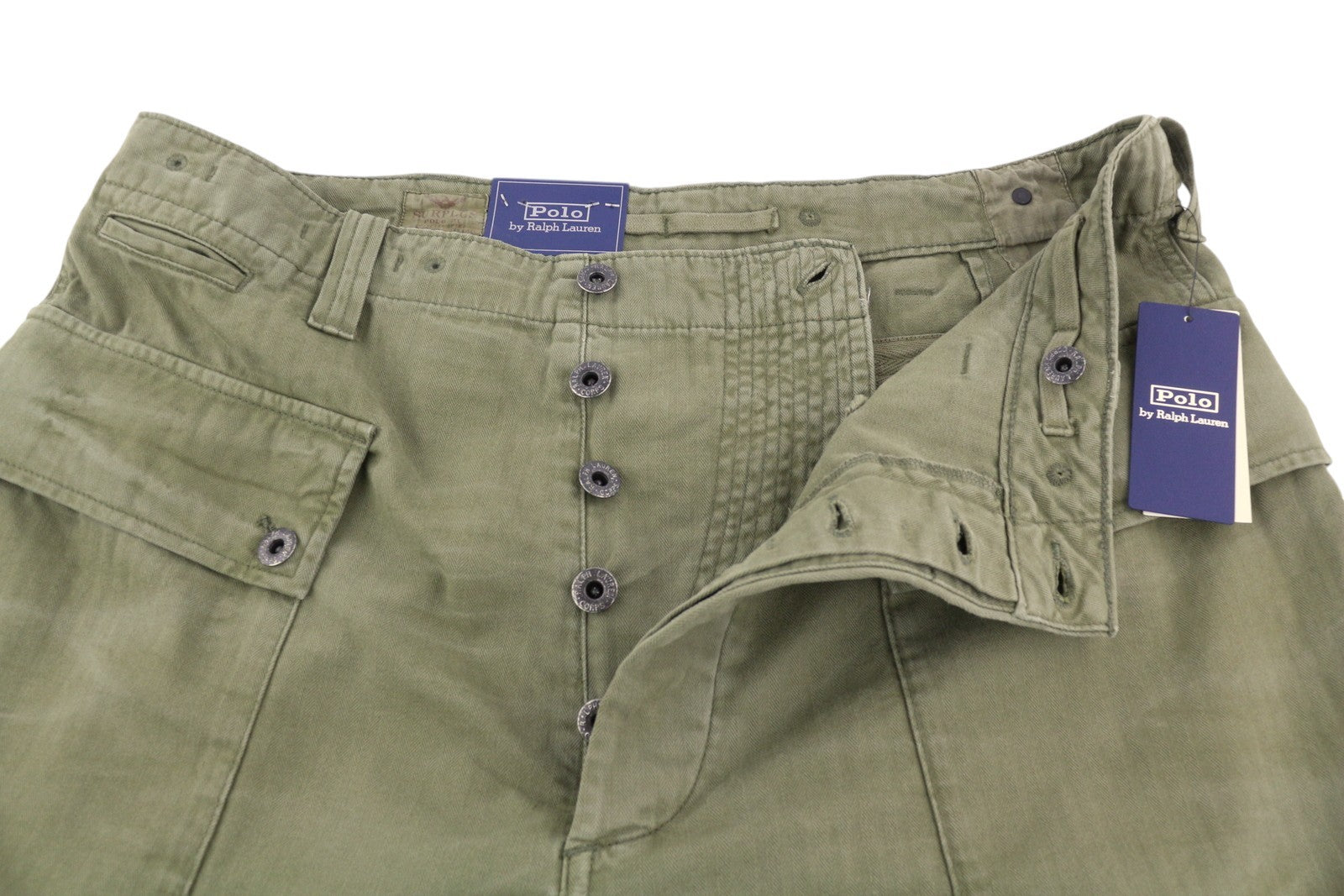 RALPH LAUREN Men's Shorts W36 Washed Green Straight Button Fly RRP190