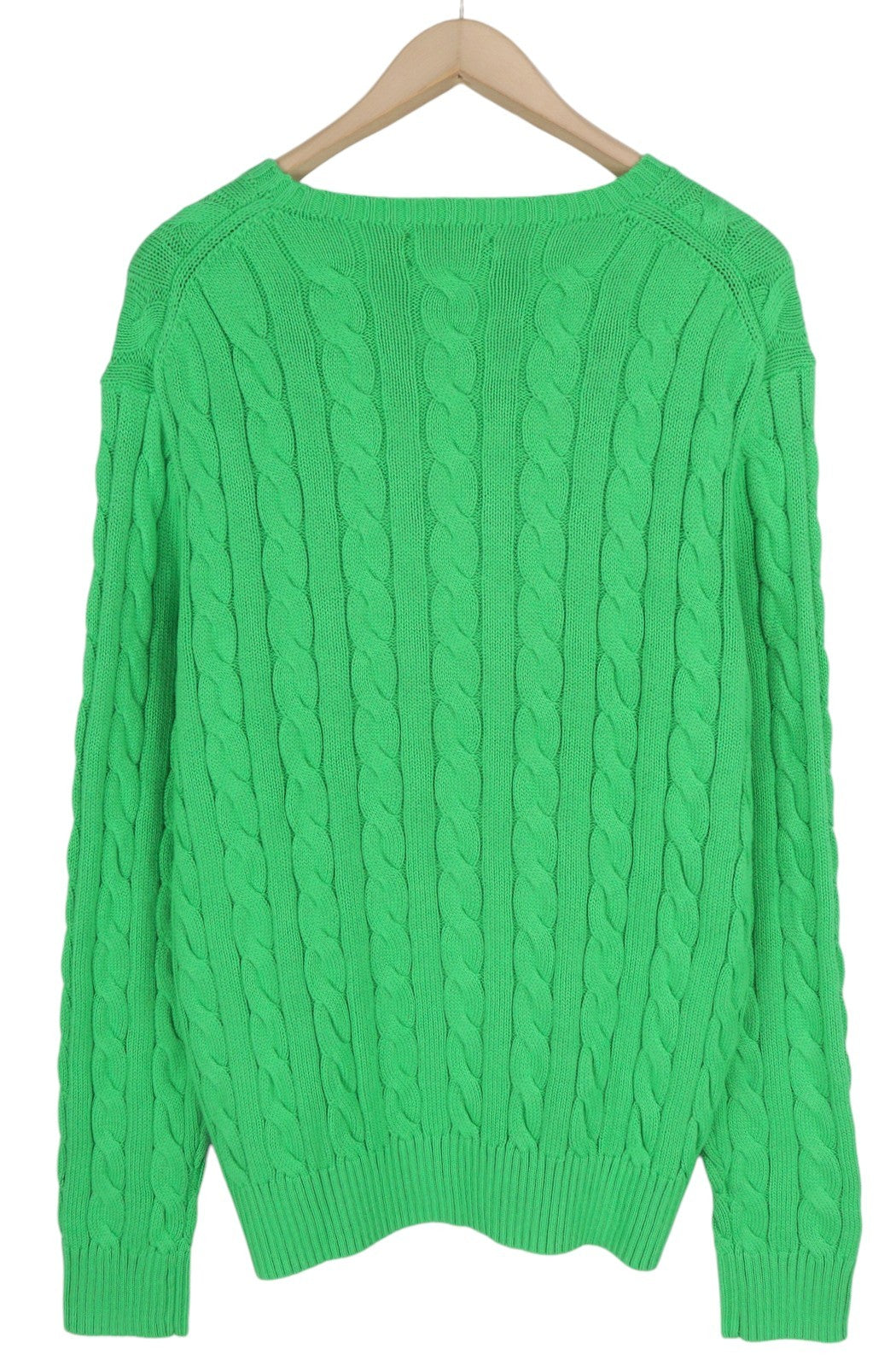 RALPH LAUREN Men's Jumper L Green Cable Knit Crew Neck RRP399