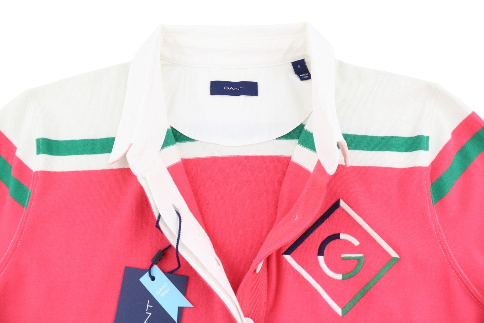 GANT Mixed Striped Heavy Rugger Women T-Shirt S Watermelon Red Polo Rugby