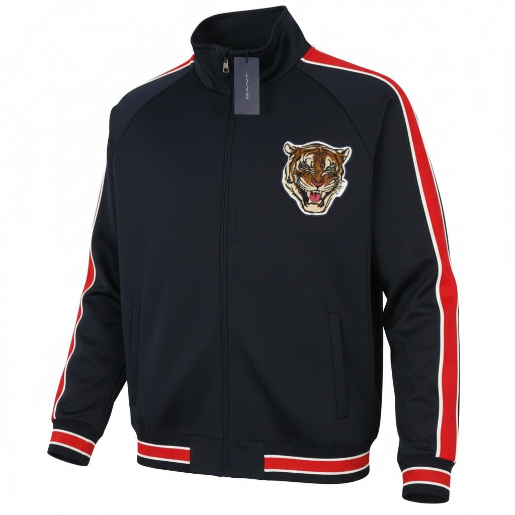 GANT Tiger Track Men Sweatshirt M Evening Blue Pockets Full Zip