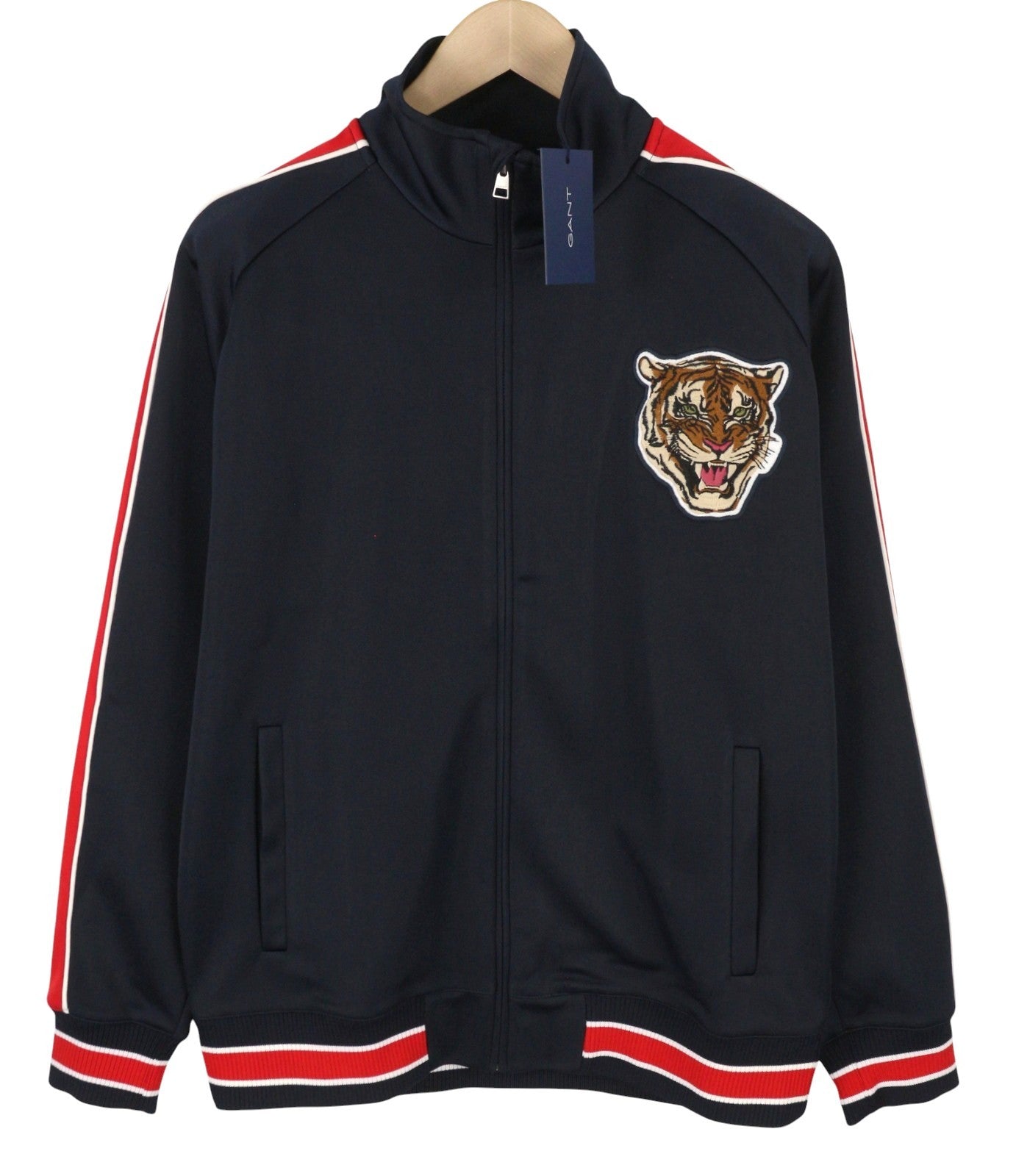 GANT Tiger Track Men Sweatshirt M Evening Blue Pockets Full Zip