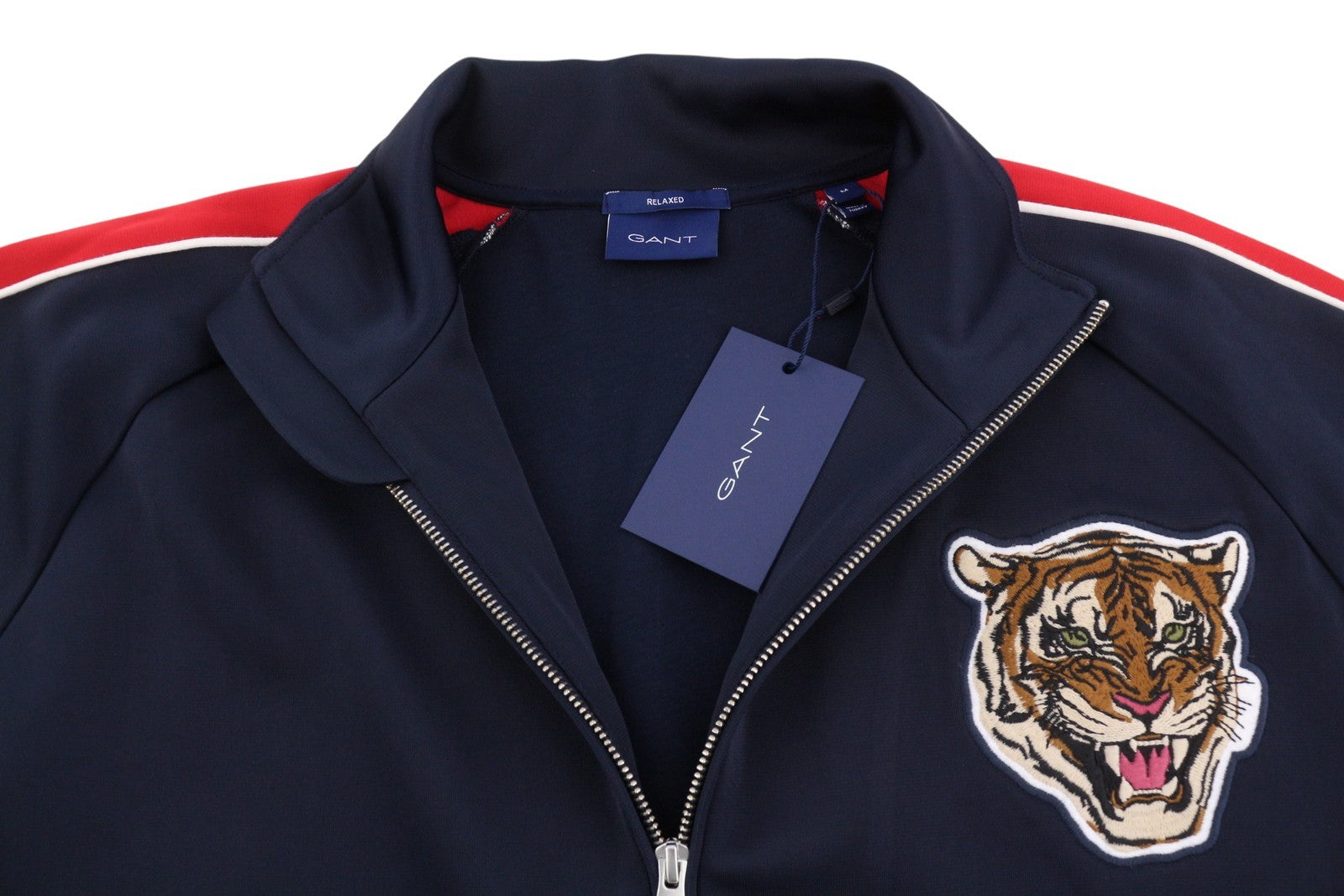 GANT Tiger Track Men Sweatshirt M Evening Blue Pockets Full Zip
