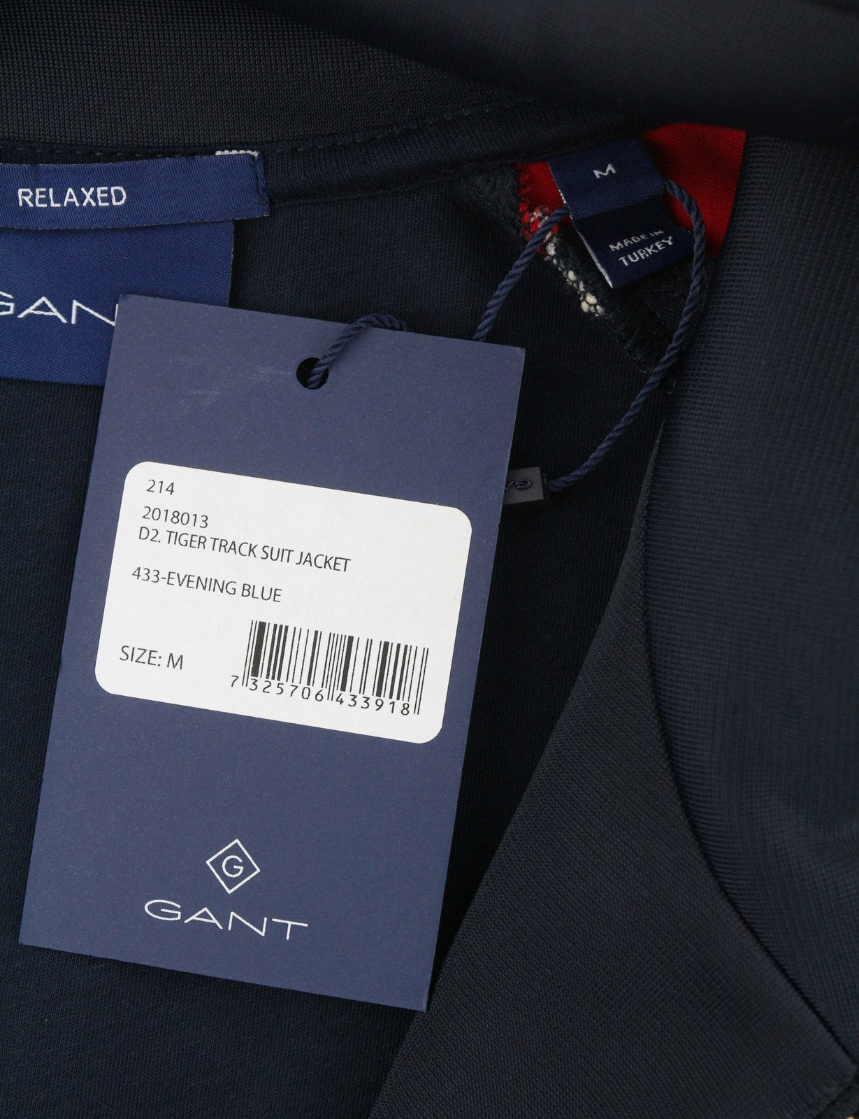 GANT Tiger Track Men Sweatshirt M Evening Blue Pockets Full Zip
