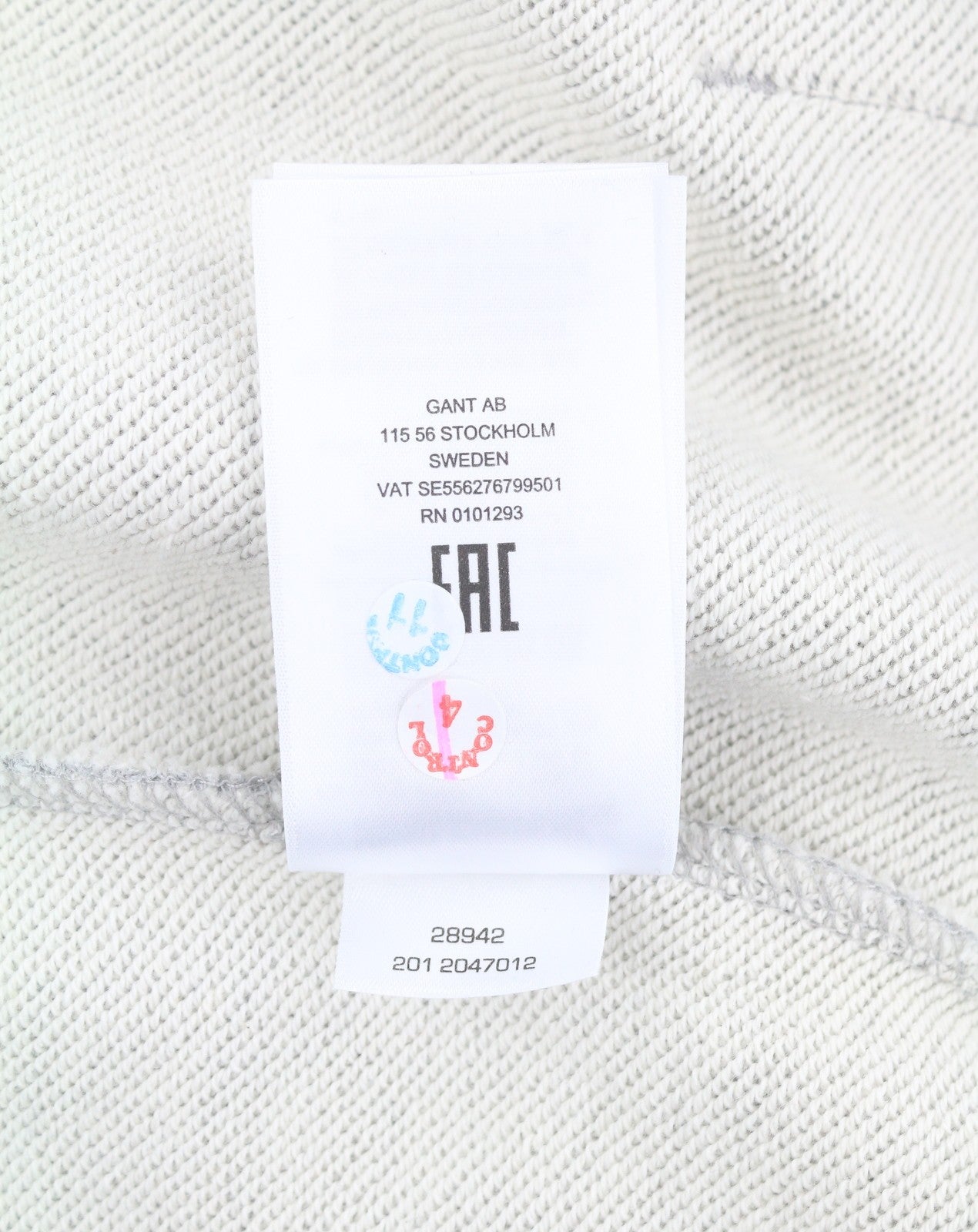 GANT Stripe Sweat Men Hoodie L Grey Melange Kangaroo Pocket Front Logo Pull On