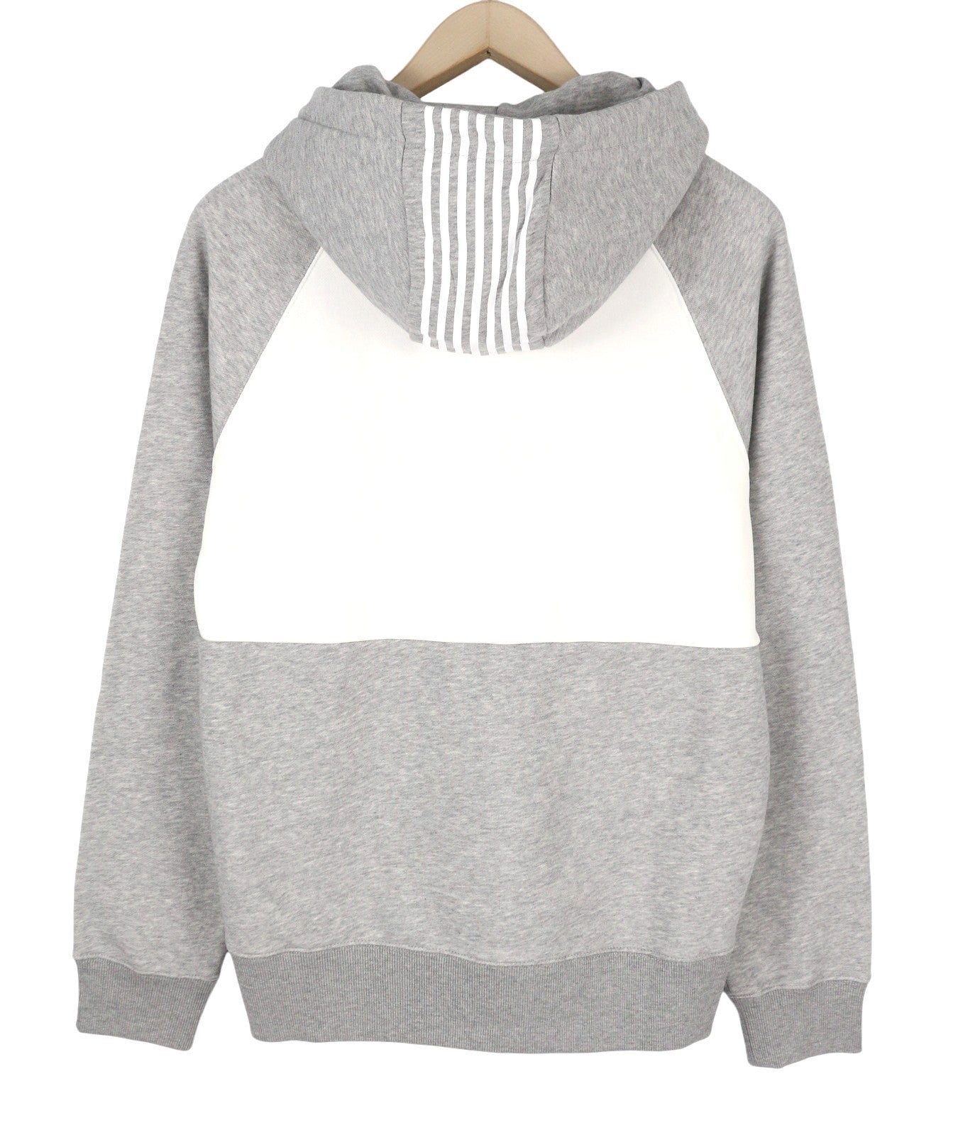 GANT Stripe Sweat Men Hoodie L Grey Melange Kangaroo Pocket Front Logo Pull On