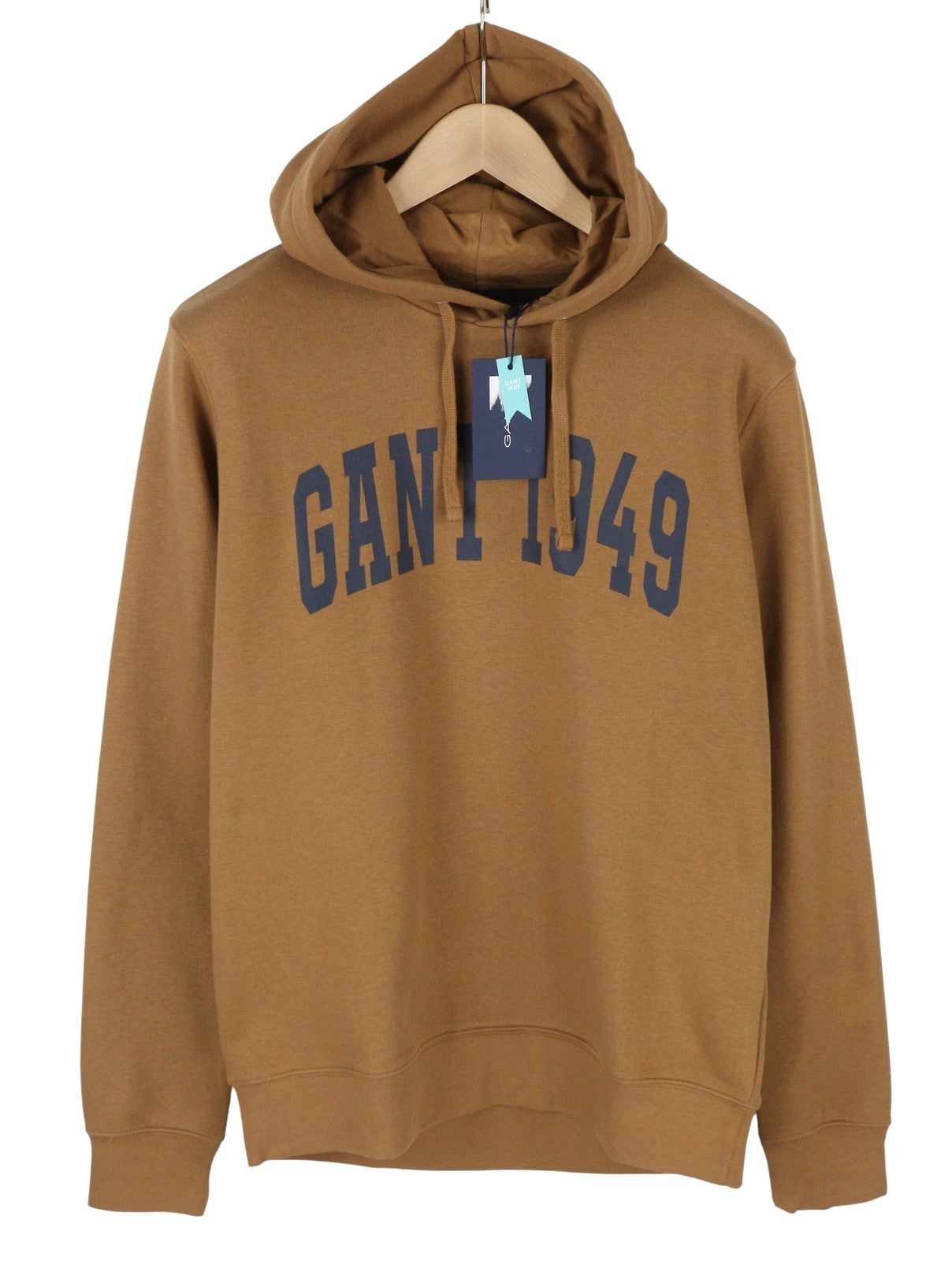 GANT Fall Sweat Men Hoodie L Roasted Walnut Front Logo Pull On