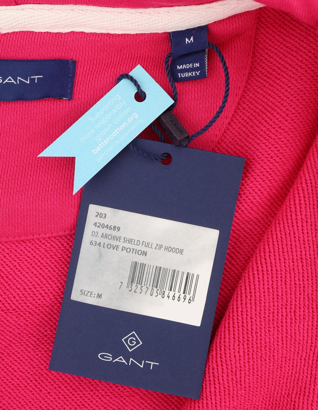 GANT Archive Shield Full Zip Women Hoodie M Love Potion Embroidered Logo RRP160