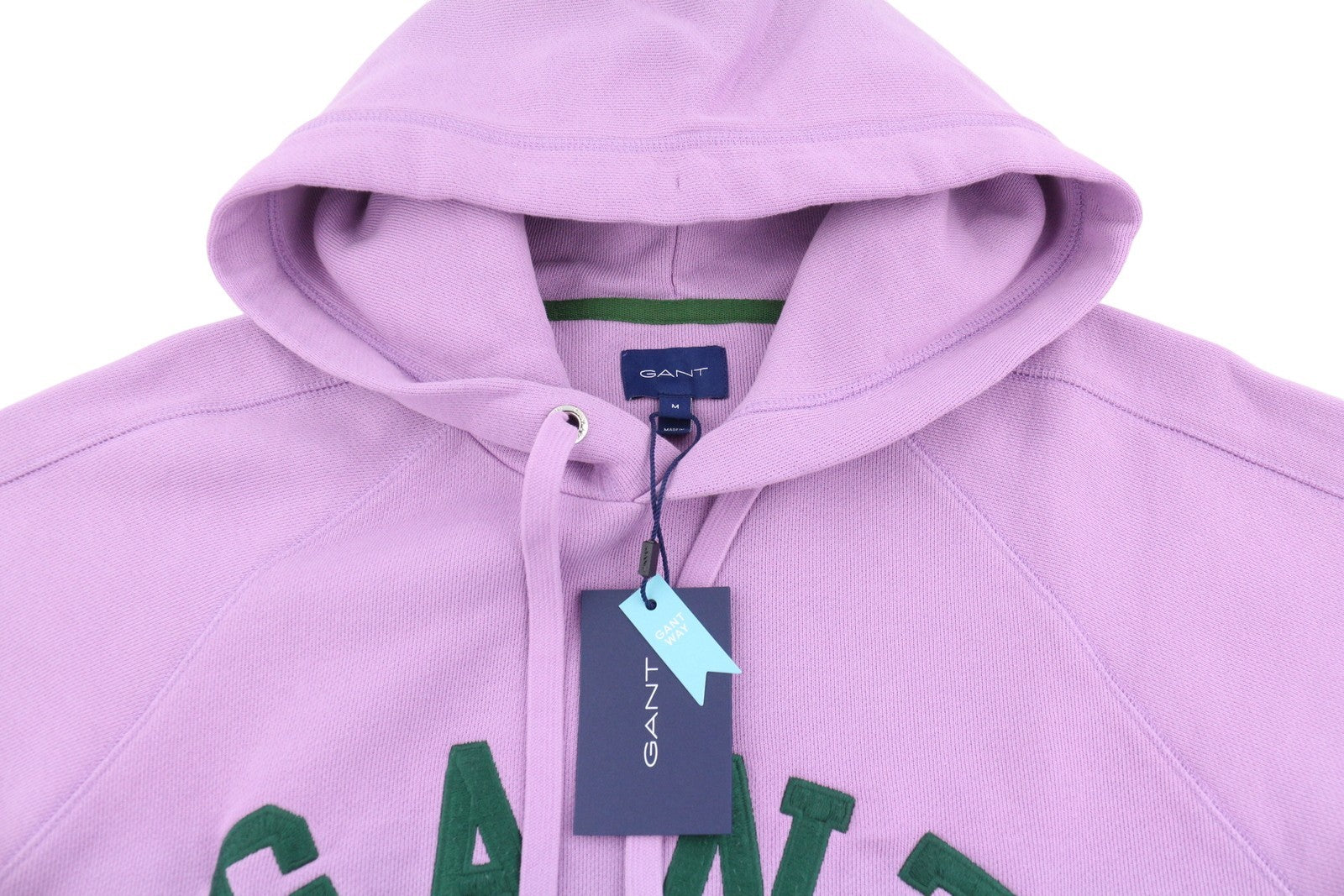 GANT Collegiate Men Hoodie M Orchid Lilac Relaxed Fit Kangaroo Pocket Pull On