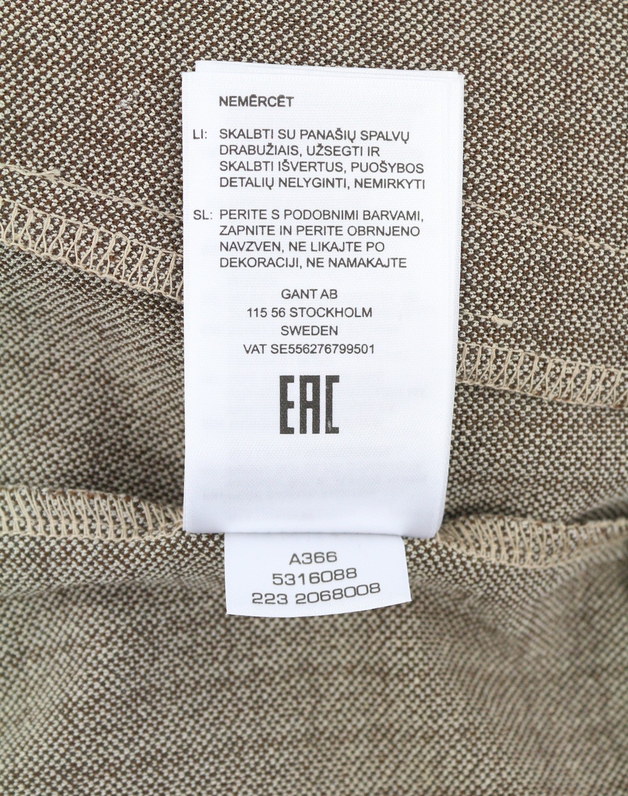 GANT Houndstooth Men Sweatshirt XL Chocolate Brown High Neck Full Zip RRP180