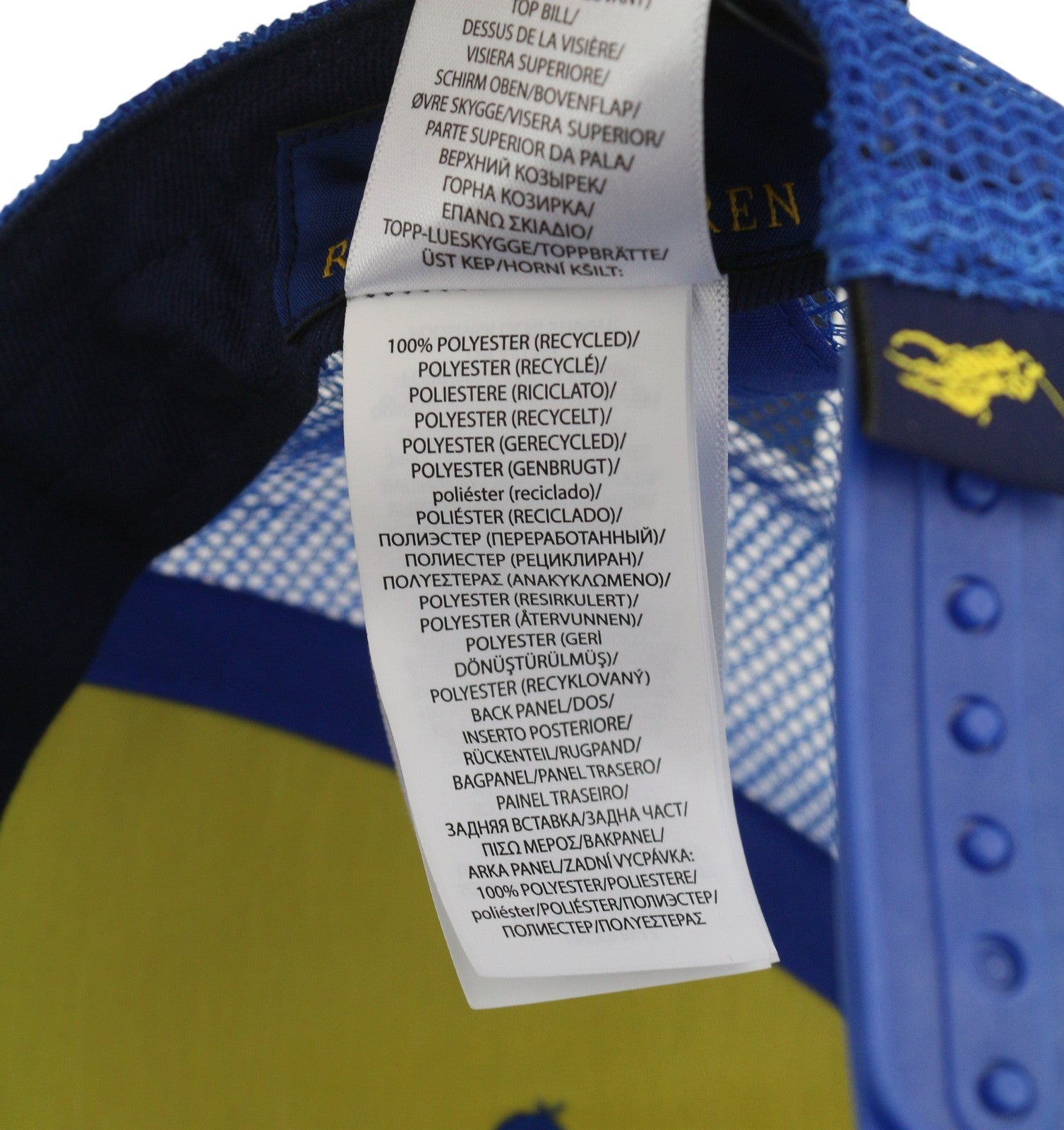 RALPH LAUREN High Crown Men Cap 58 CM Blue Twill Trucker Snapback