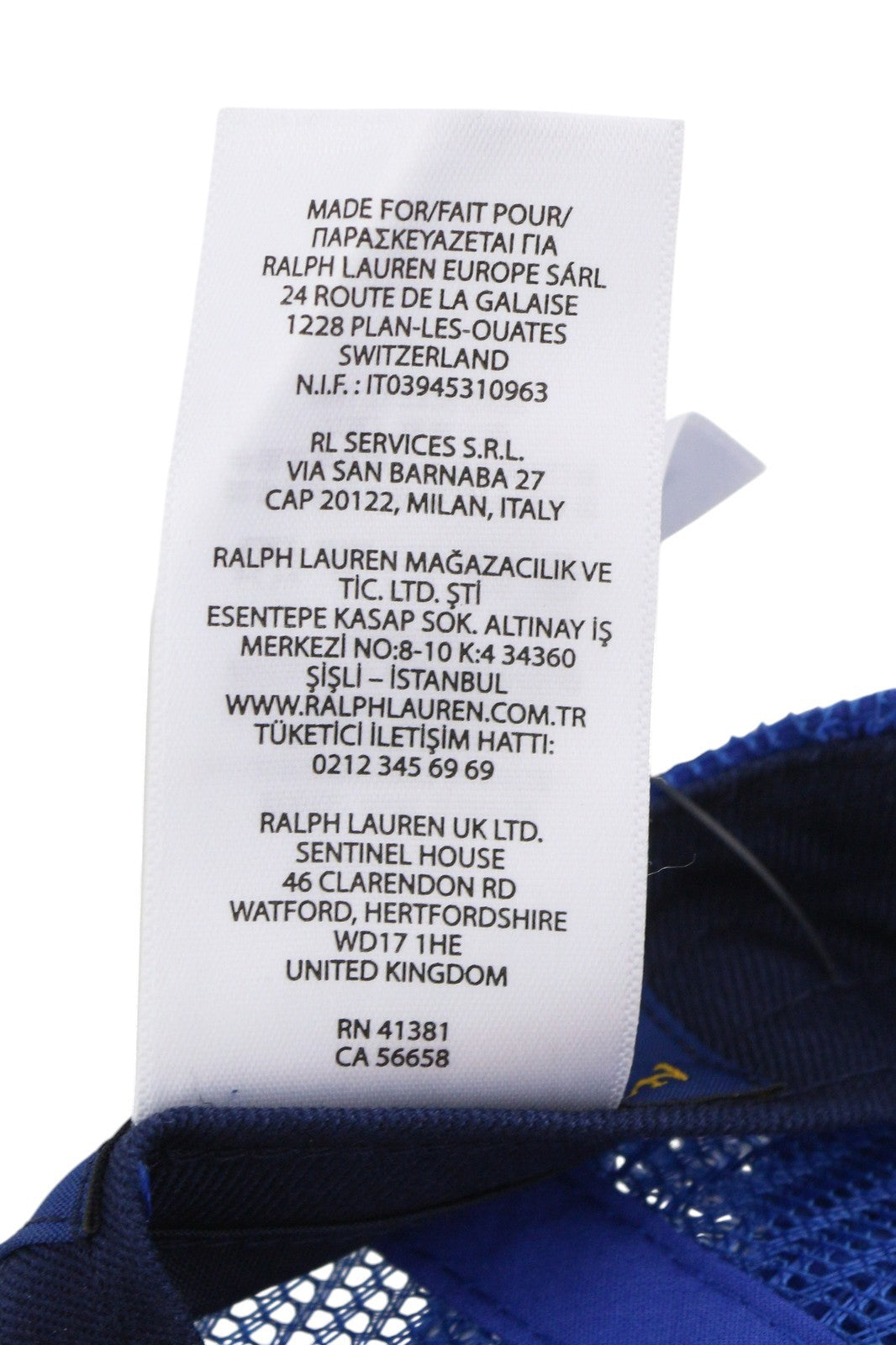 RALPH LAUREN High Crown Men Cap 58 CM Blue Twill Trucker Snapback