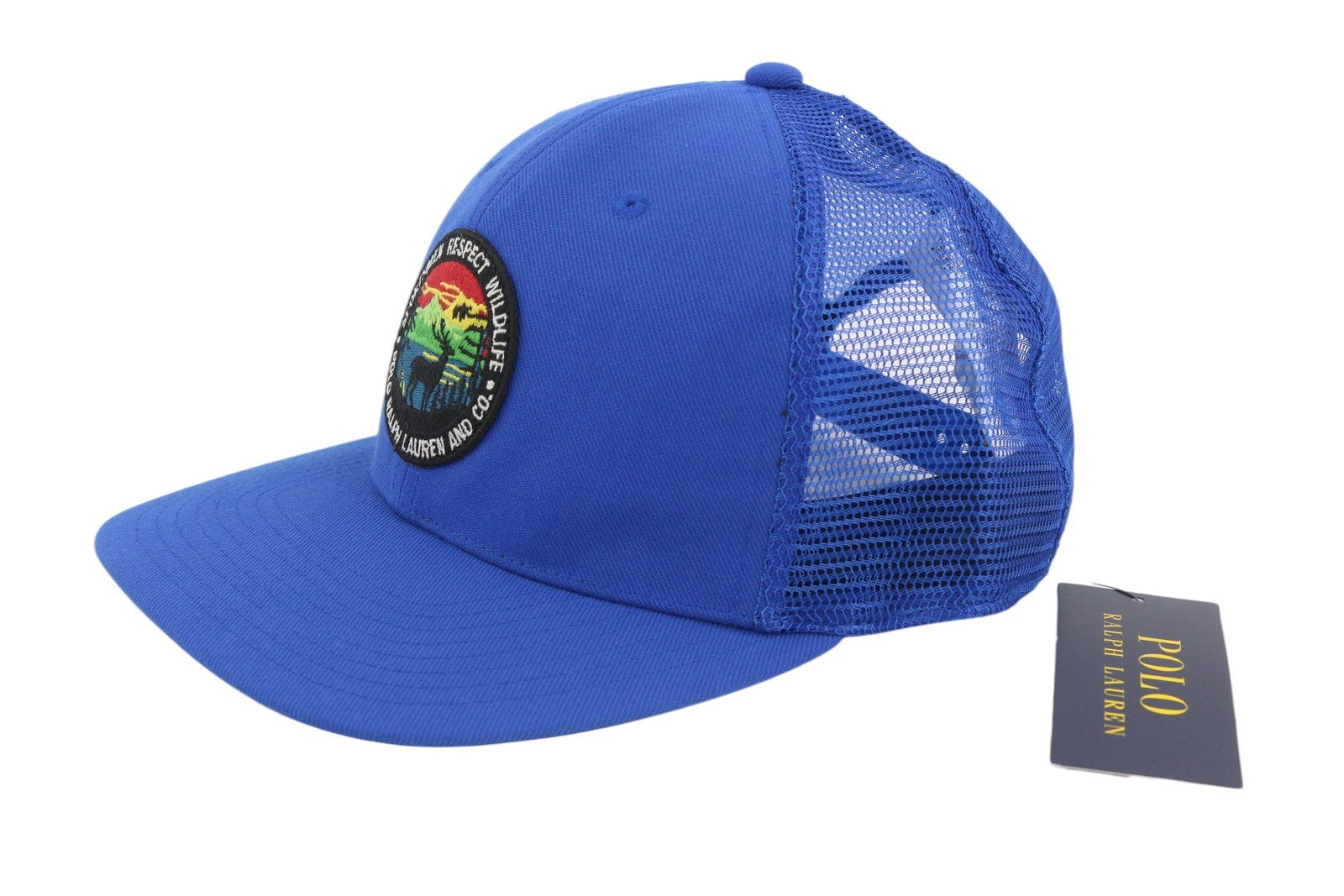 RALPH LAUREN High Crown Men Cap 58 CM Blue Twill Trucker Snapback