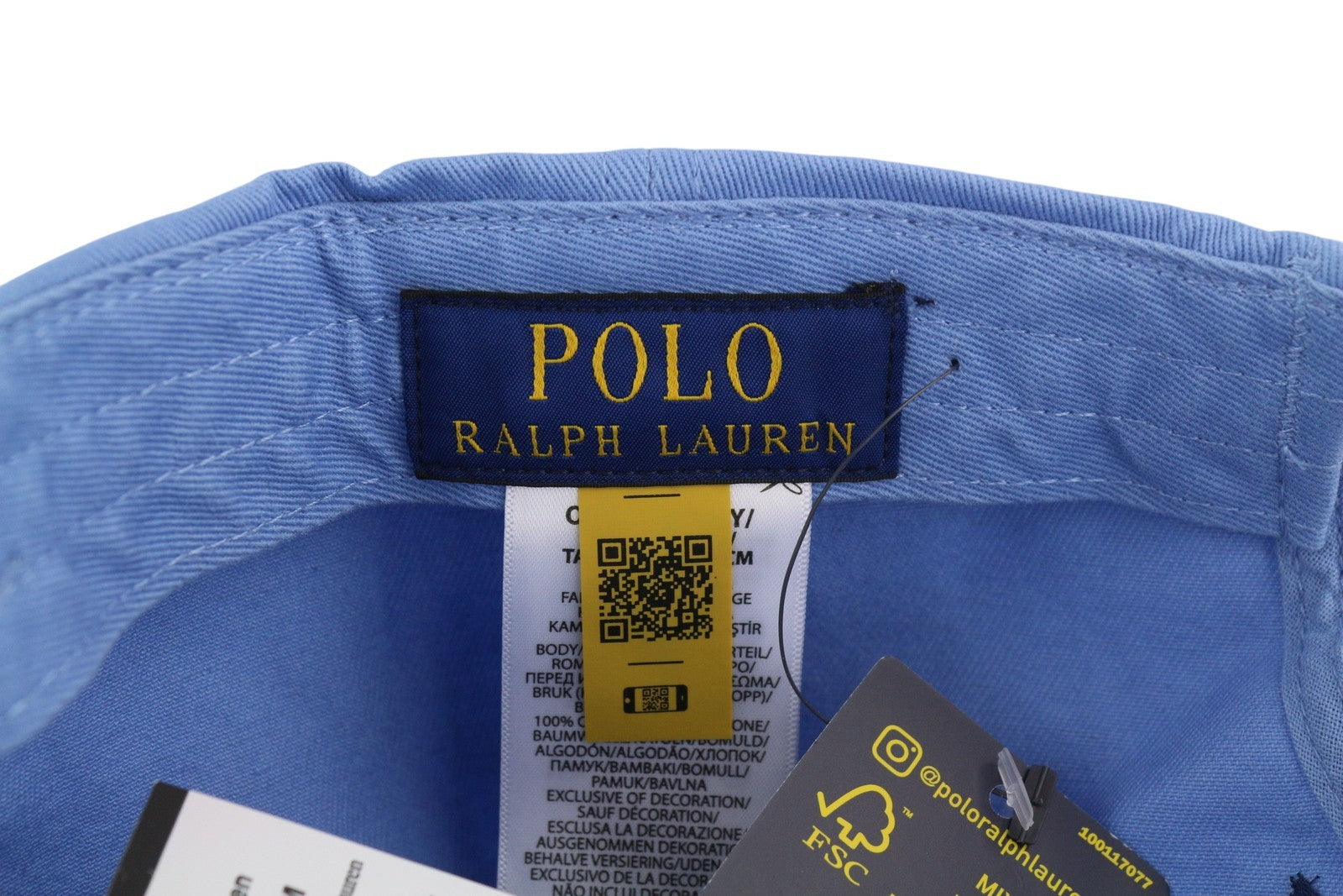 RALPH LAUREN Men Cap 59 CM Blue Cotton Baseball Embroidered Logo