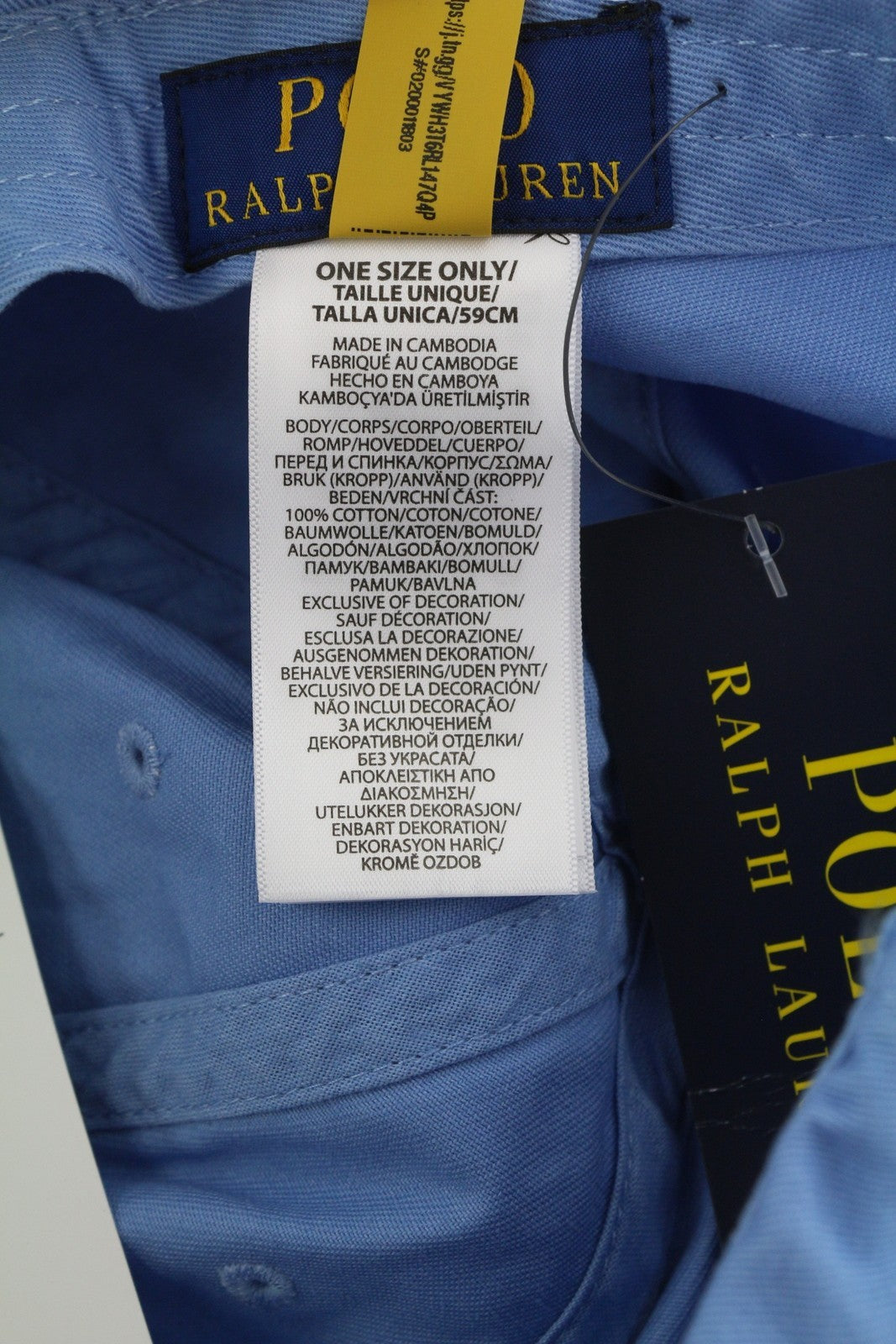 RALPH LAUREN Men Cap 59 CM Blue Cotton Baseball Embroidered Logo