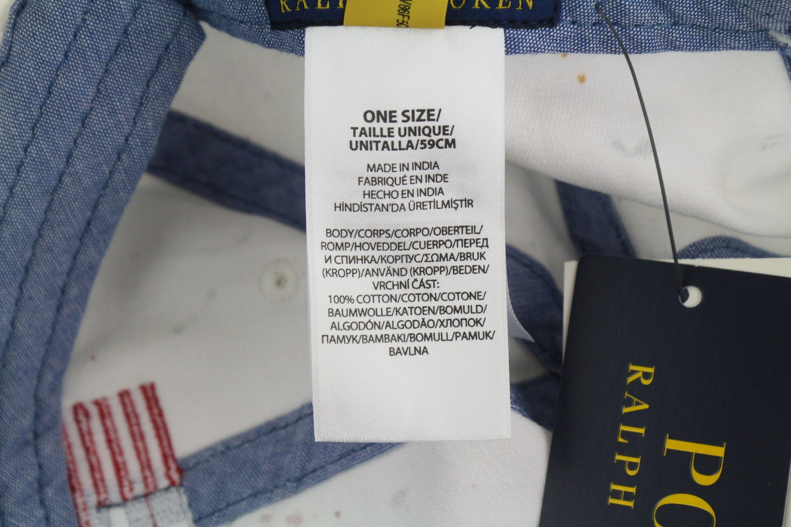 RALPH LAUREN Men Cap 59 CM White Paint Colourful Sport Baseball RRP139