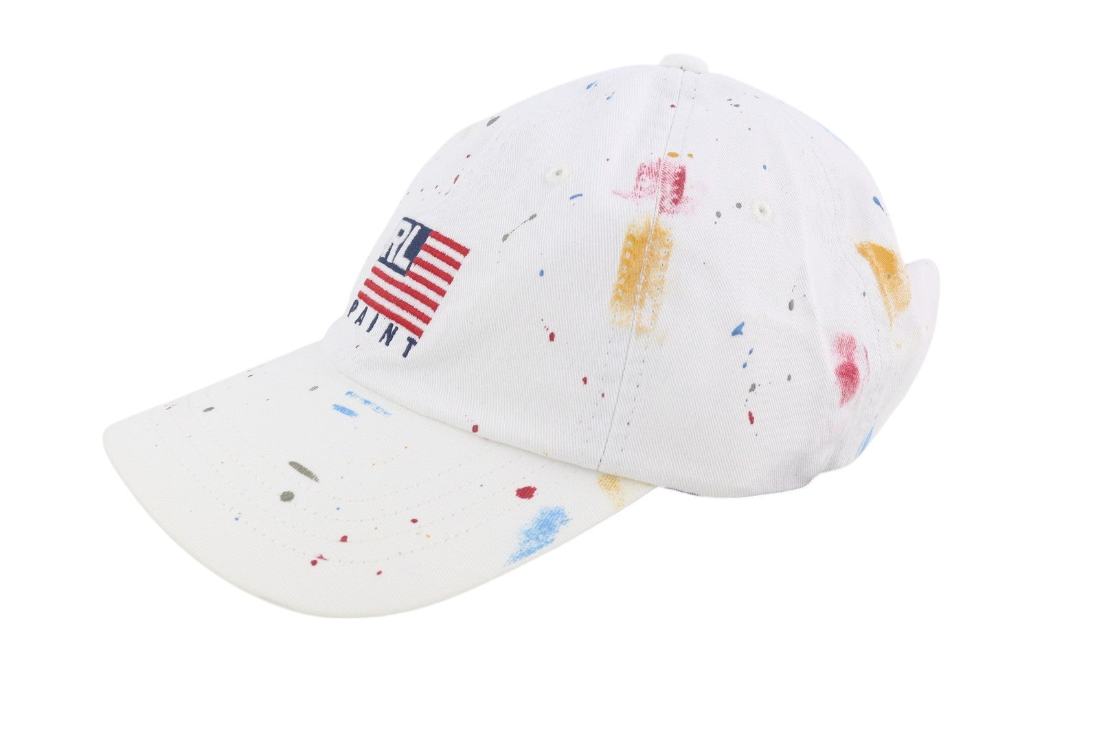 RALPH LAUREN Men Cap 59 CM White Paint Colourful Sport Baseball RRP139