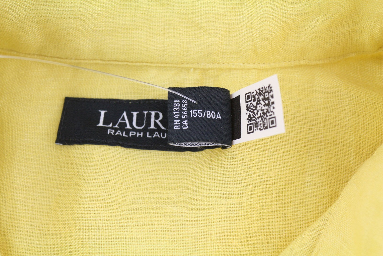 LAUREN RALPH LAUREN Women Shirt XS Yellow Linen Short Sleeve Buttoned Spread