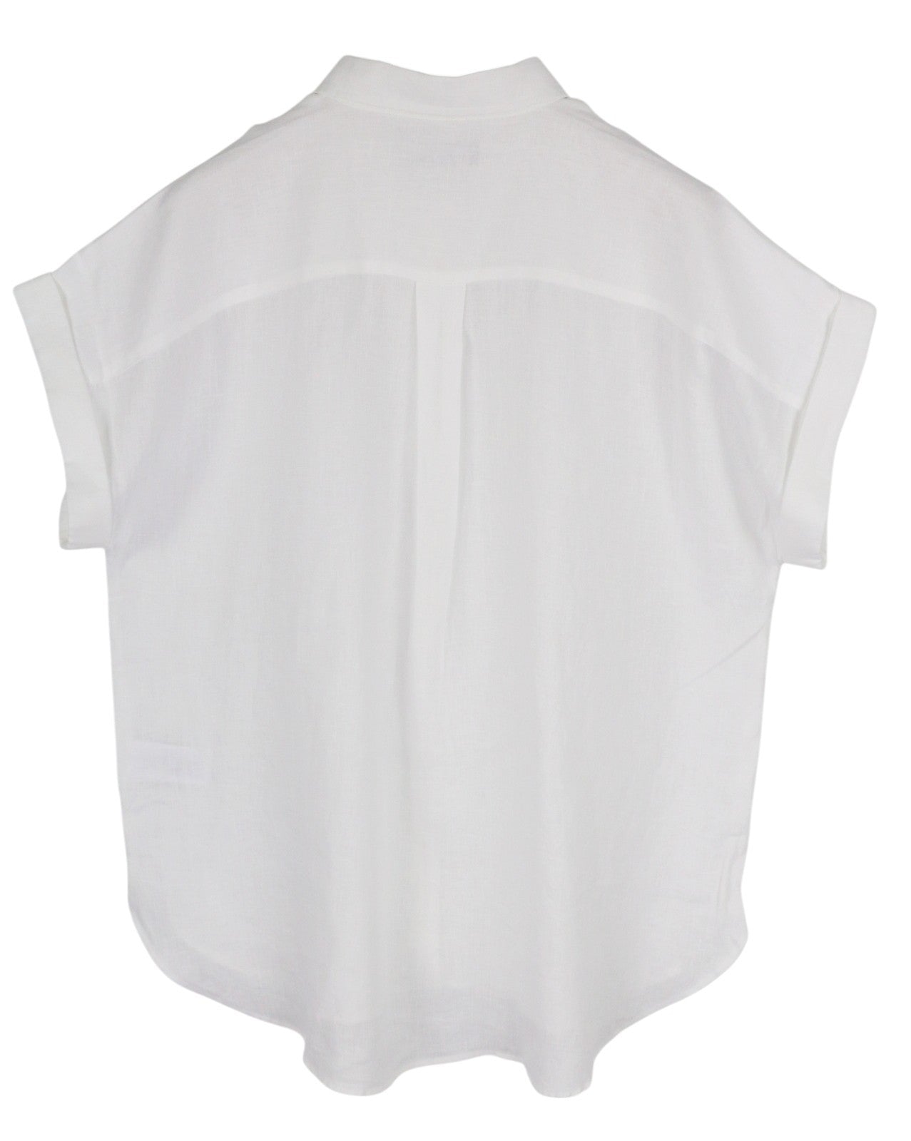 LAUREN RALPH LAUREN Women Shirt XL White Linen Short Sleeve Buttoned Spread