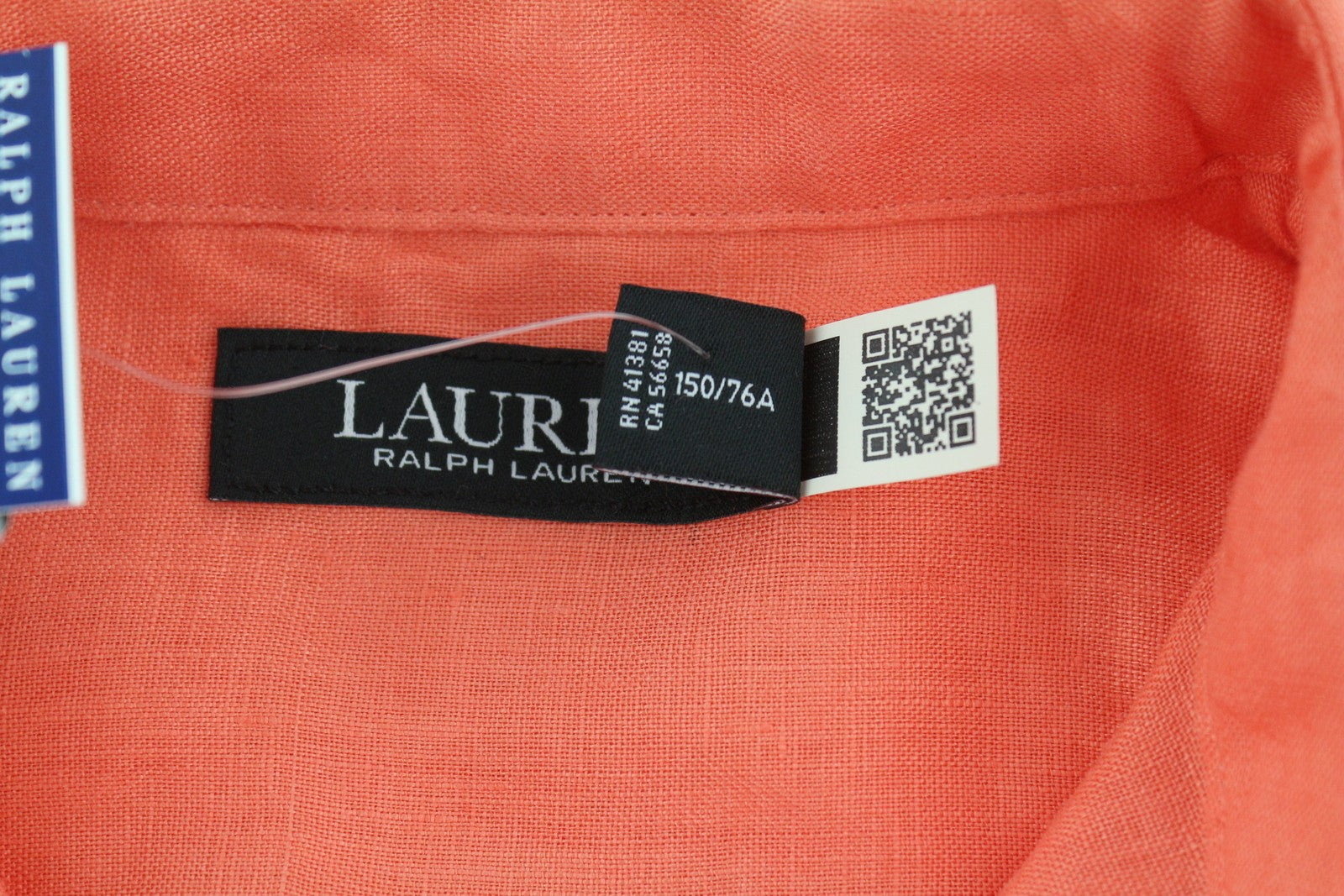 LAUREN RALPH LAUREN Women Shirt 2XS Orange Linen Short Sleeve Buttoned Spread