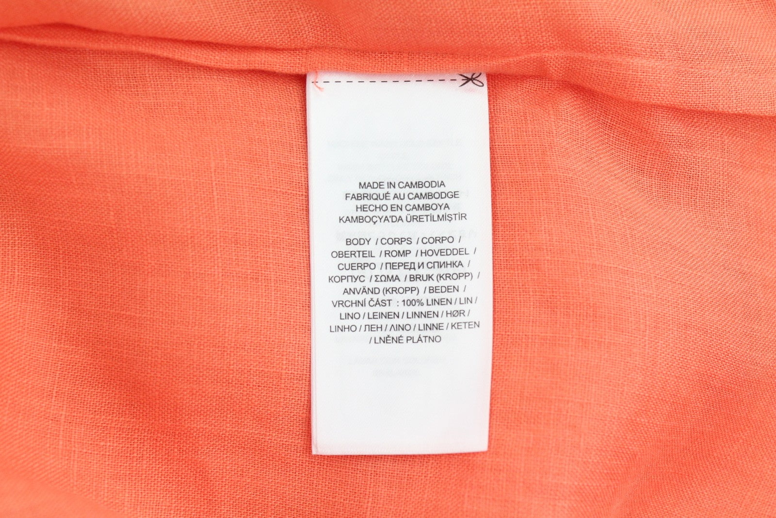 LAUREN RALPH LAUREN Women Shirt 2XS Orange Linen Short Sleeve Buttoned Spread