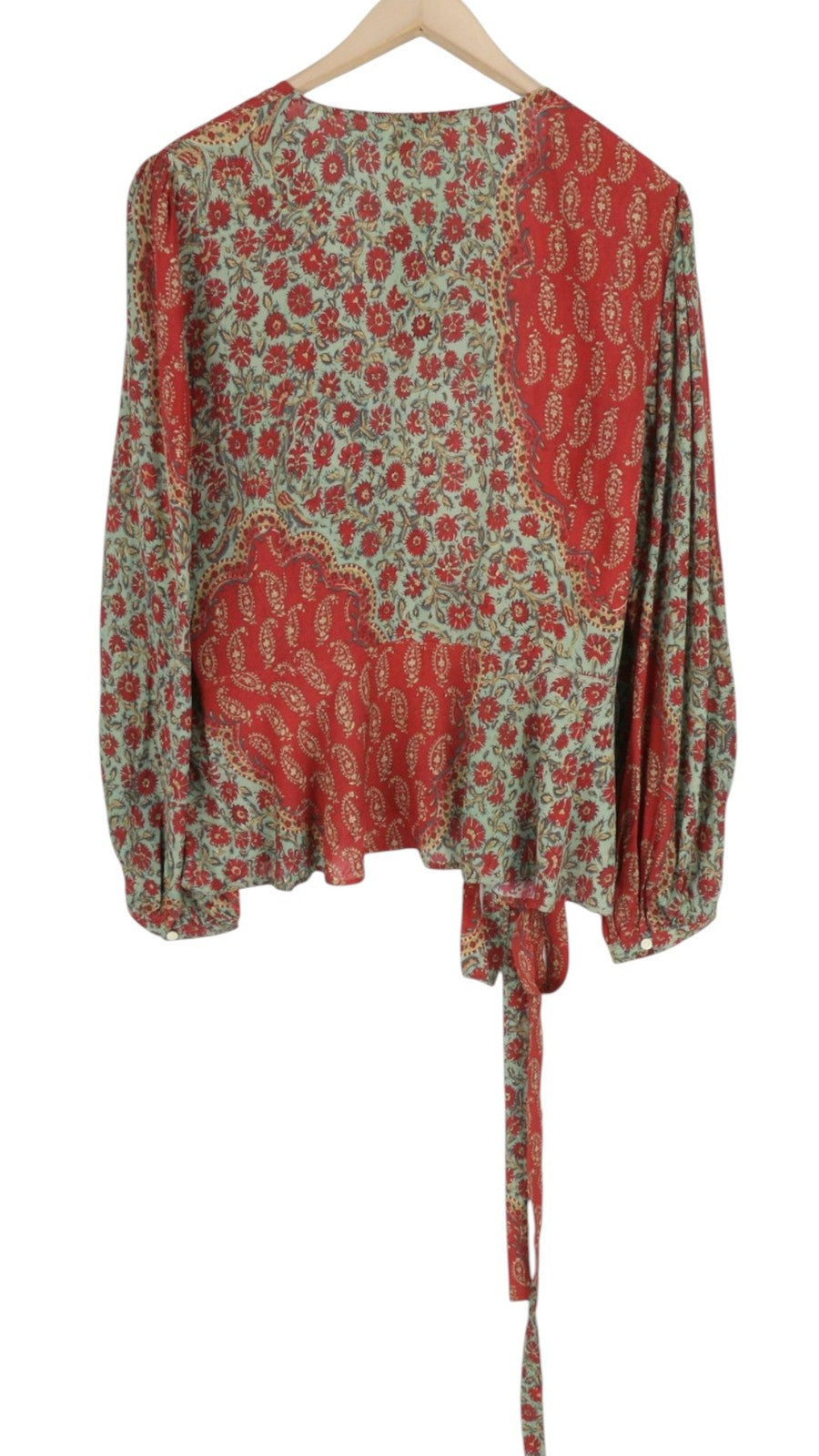 RALPH LAUREN Women Blouse XL Floral Print Crepe Long Sleeve Wrap RRP339