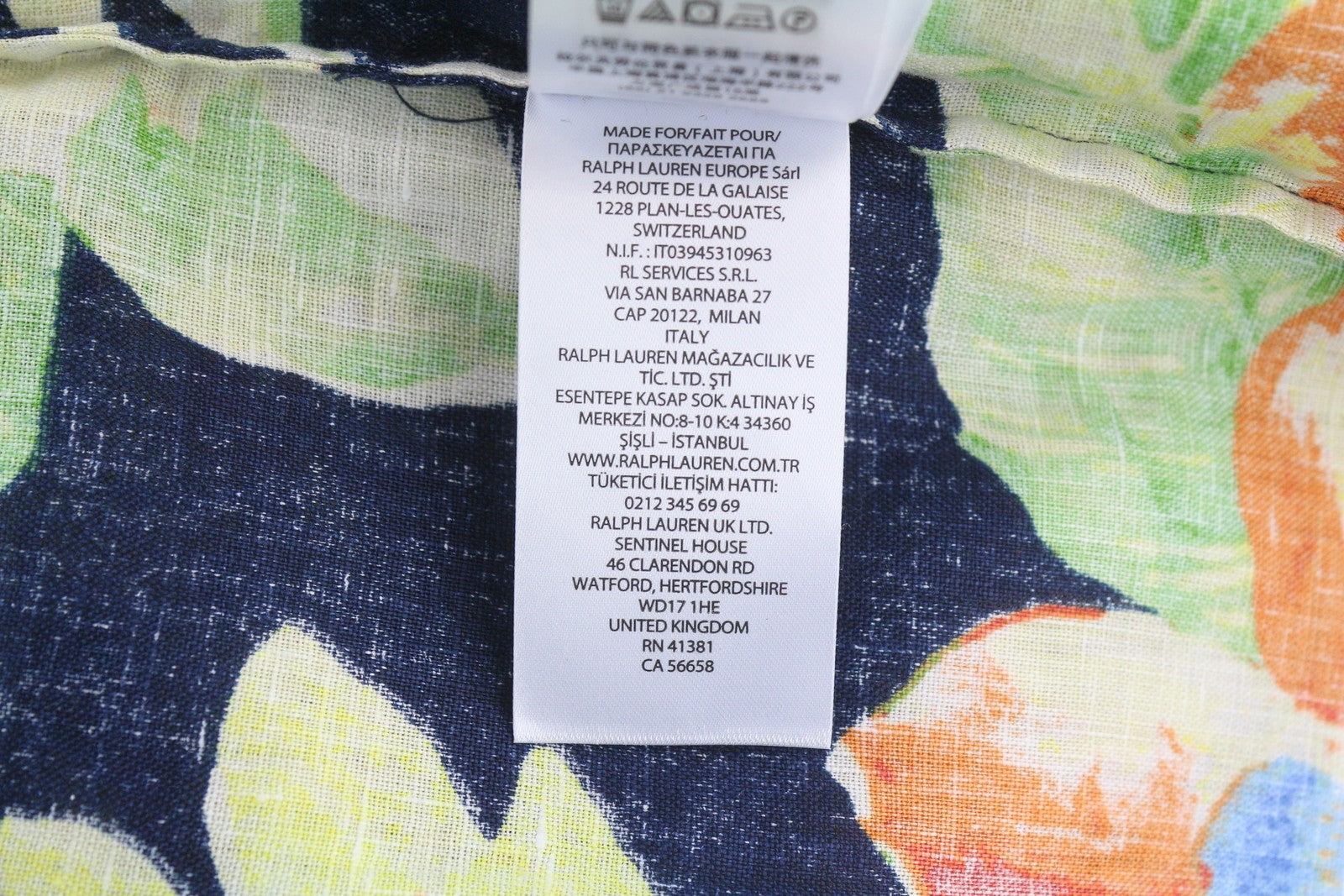 LAUREN RALPH LAUREN Women Shirt M Linen Floral Short Sleeve Buttoned RRP169