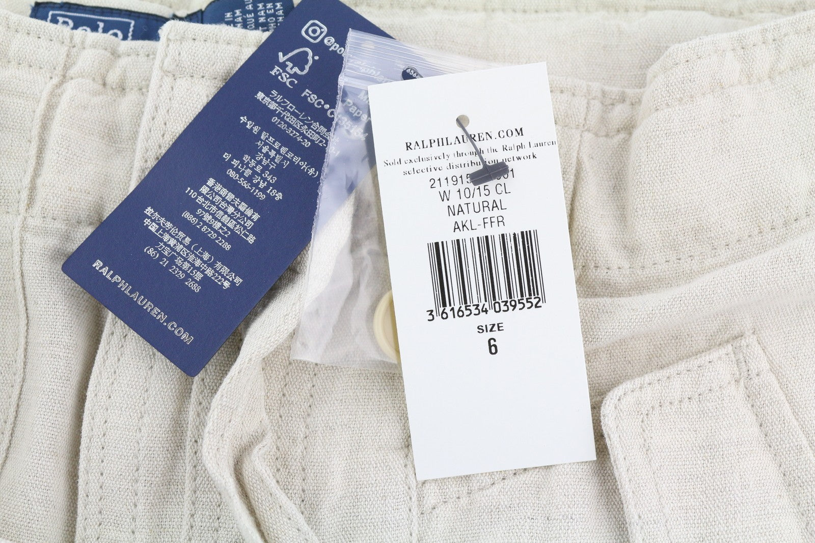 RALPH LAUREN Women Trousers W28 Linen Blend Canvas Cargo Tapered RRP349