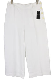 LAUREN RALPH LAUREN Women Trousers W29 White Linen Blend Cropped Flared RRP279
